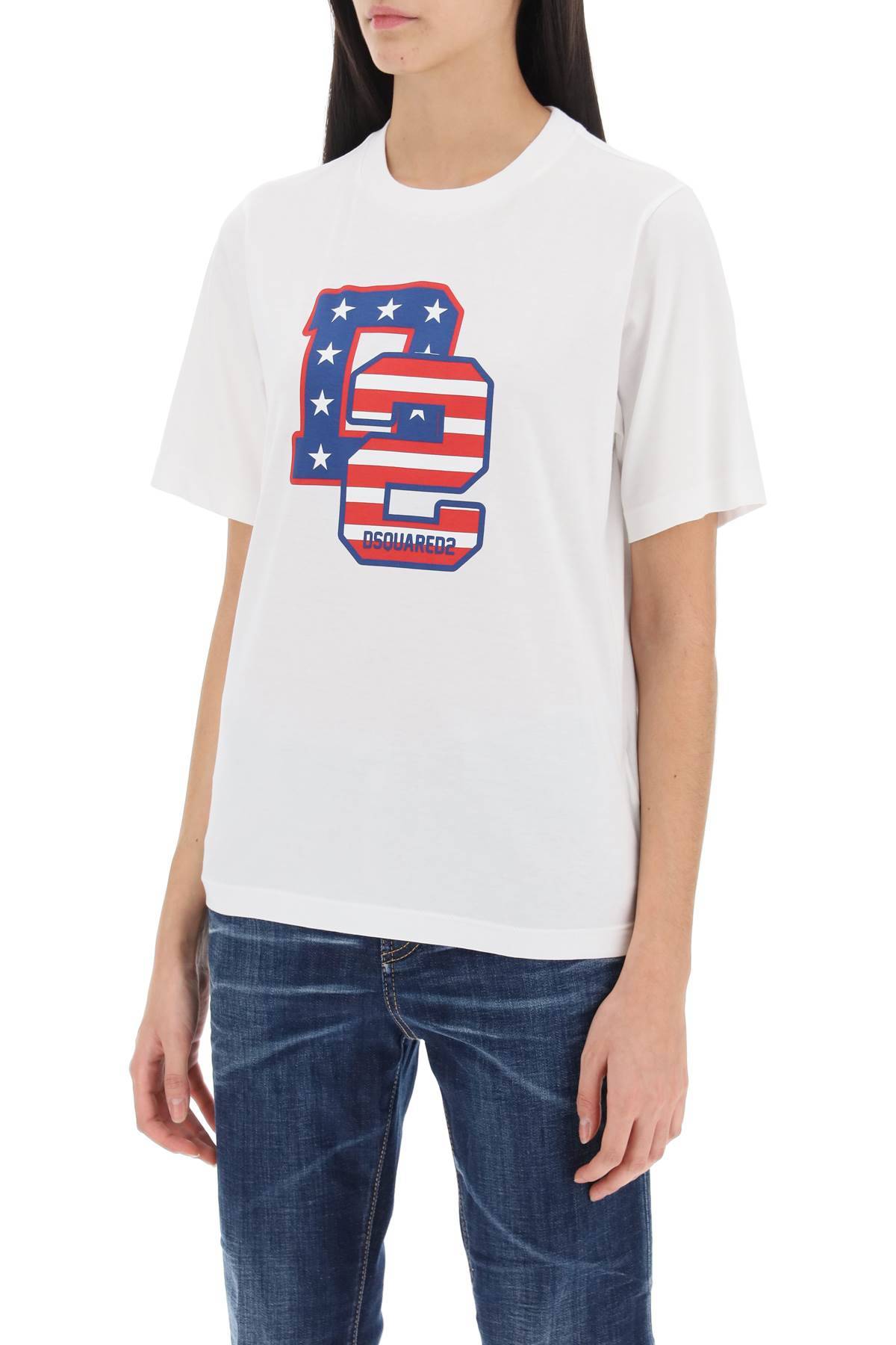Shop Dsquared2 Easy Fit T-shirt With Graphic Print In White