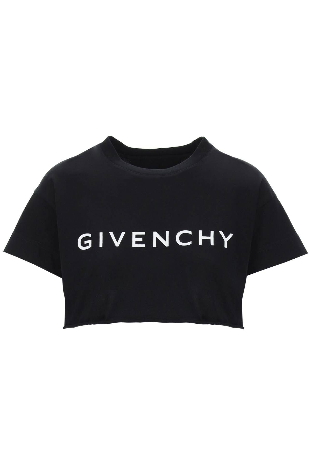 Shop Givenchy Cropped Logo T-shirt In Black