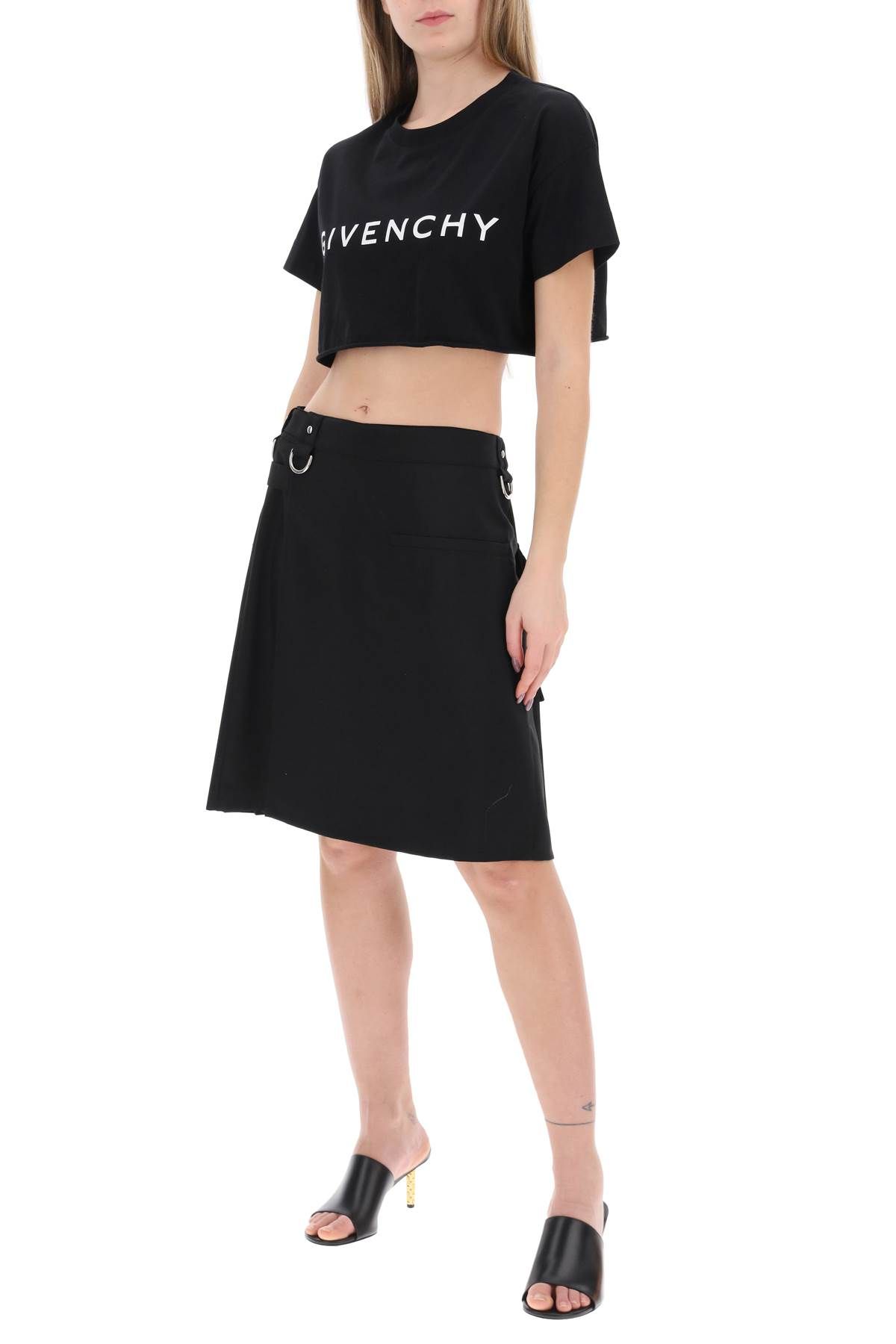 Shop Givenchy Cropped Logo T-shirt In Black