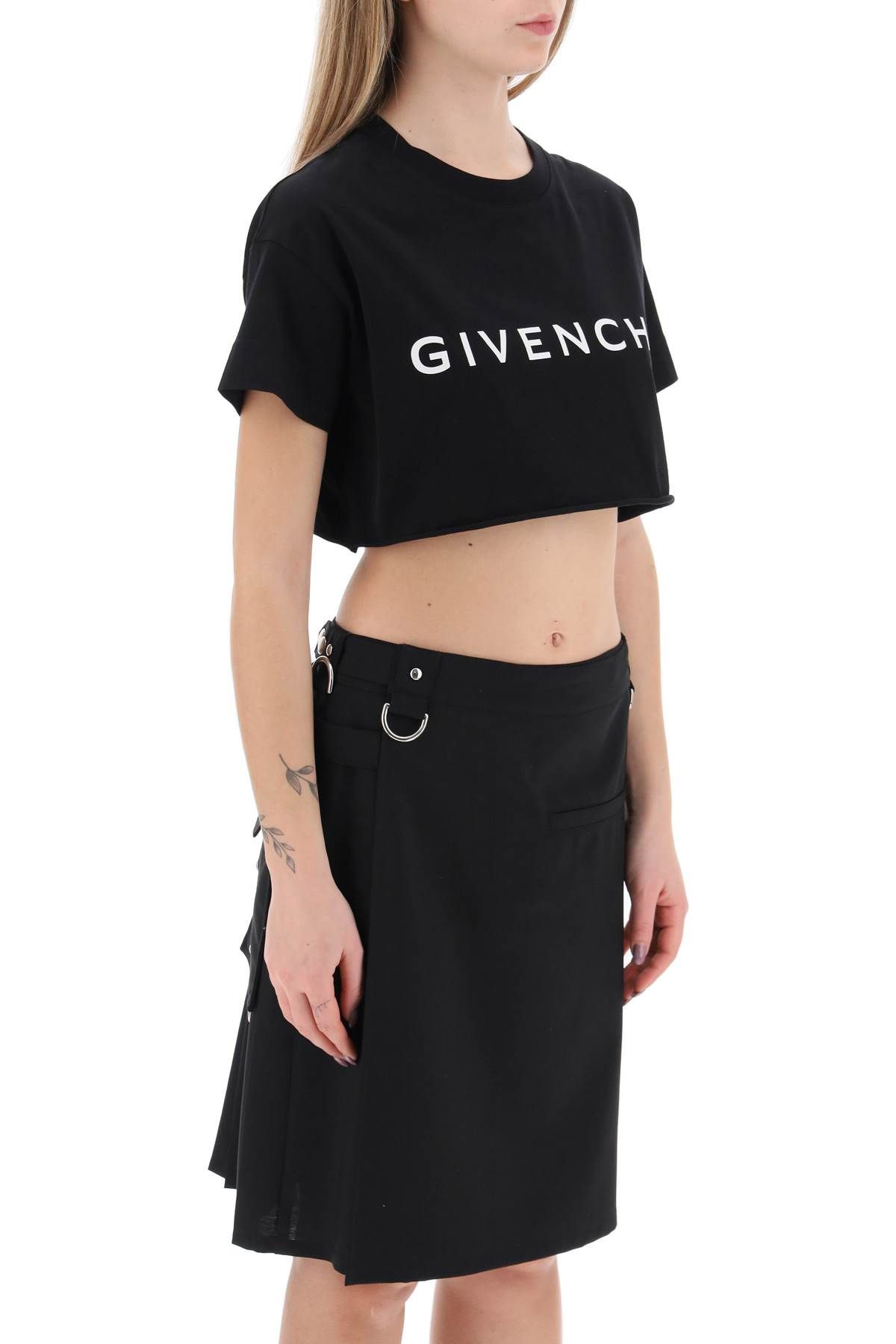 Shop Givenchy Cropped Logo T-shirt In Black