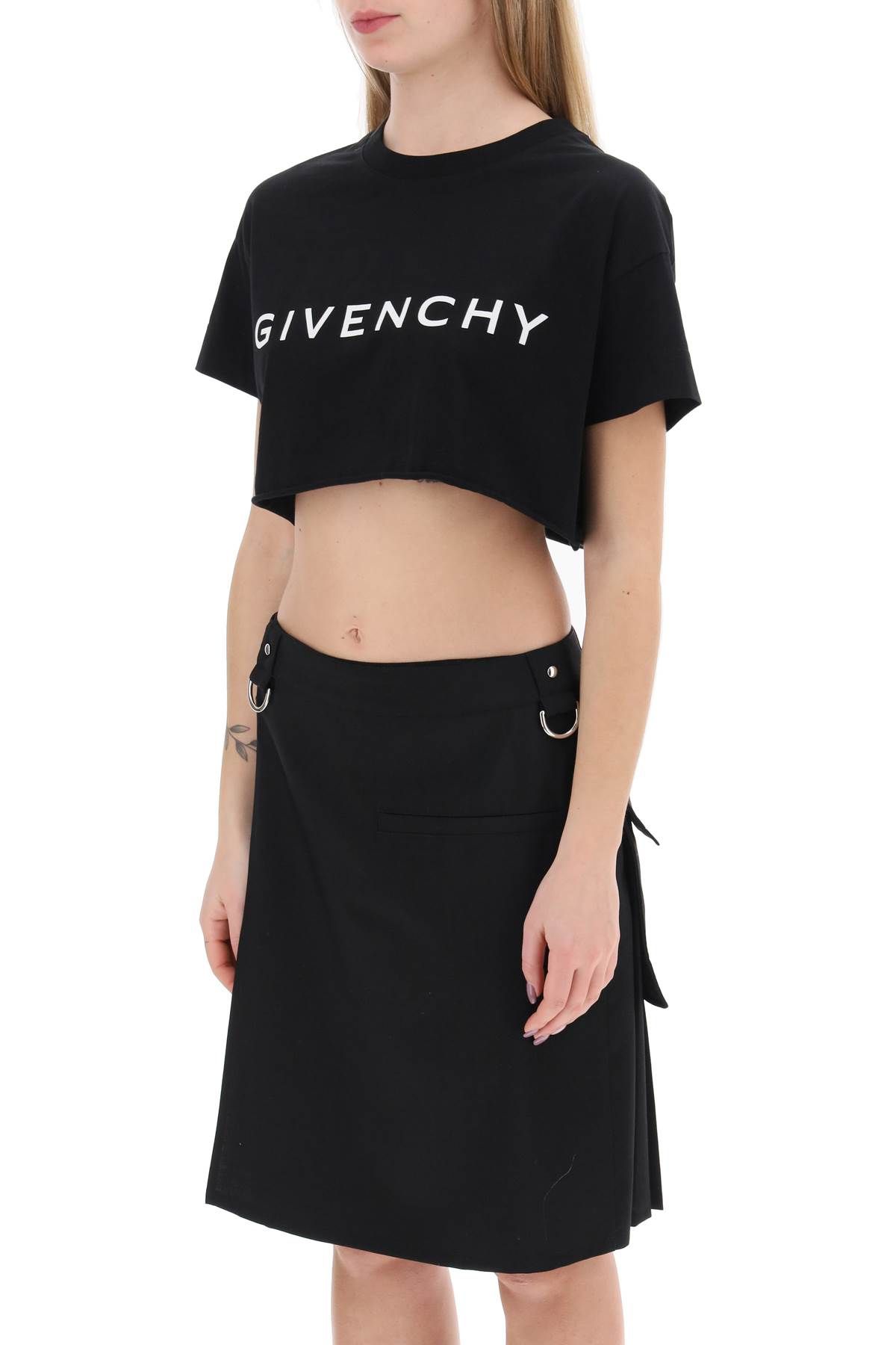 Shop Givenchy Cropped Logo T-shirt In Black