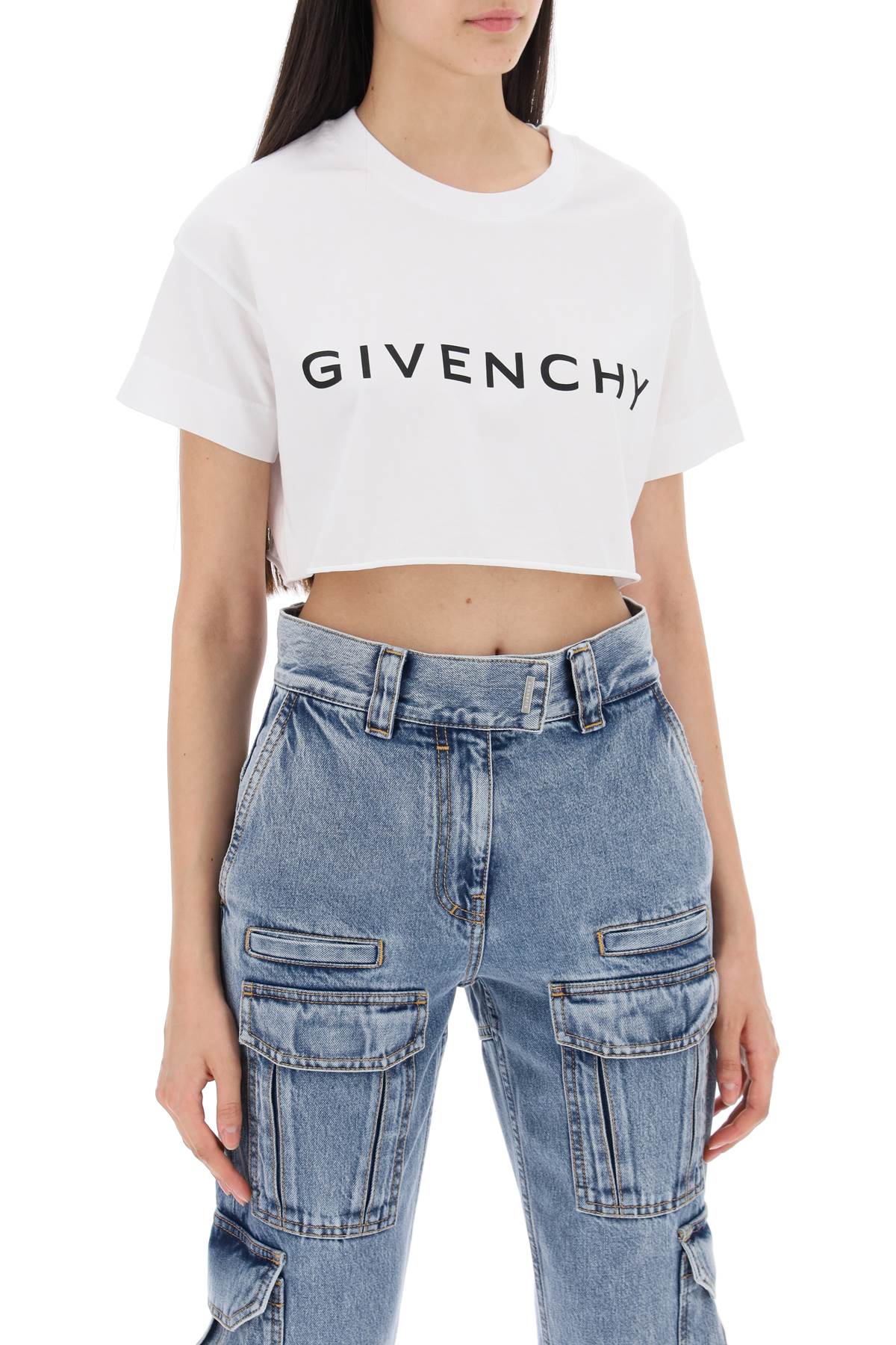 Shop Givenchy Cropped Logo T-shirt In White