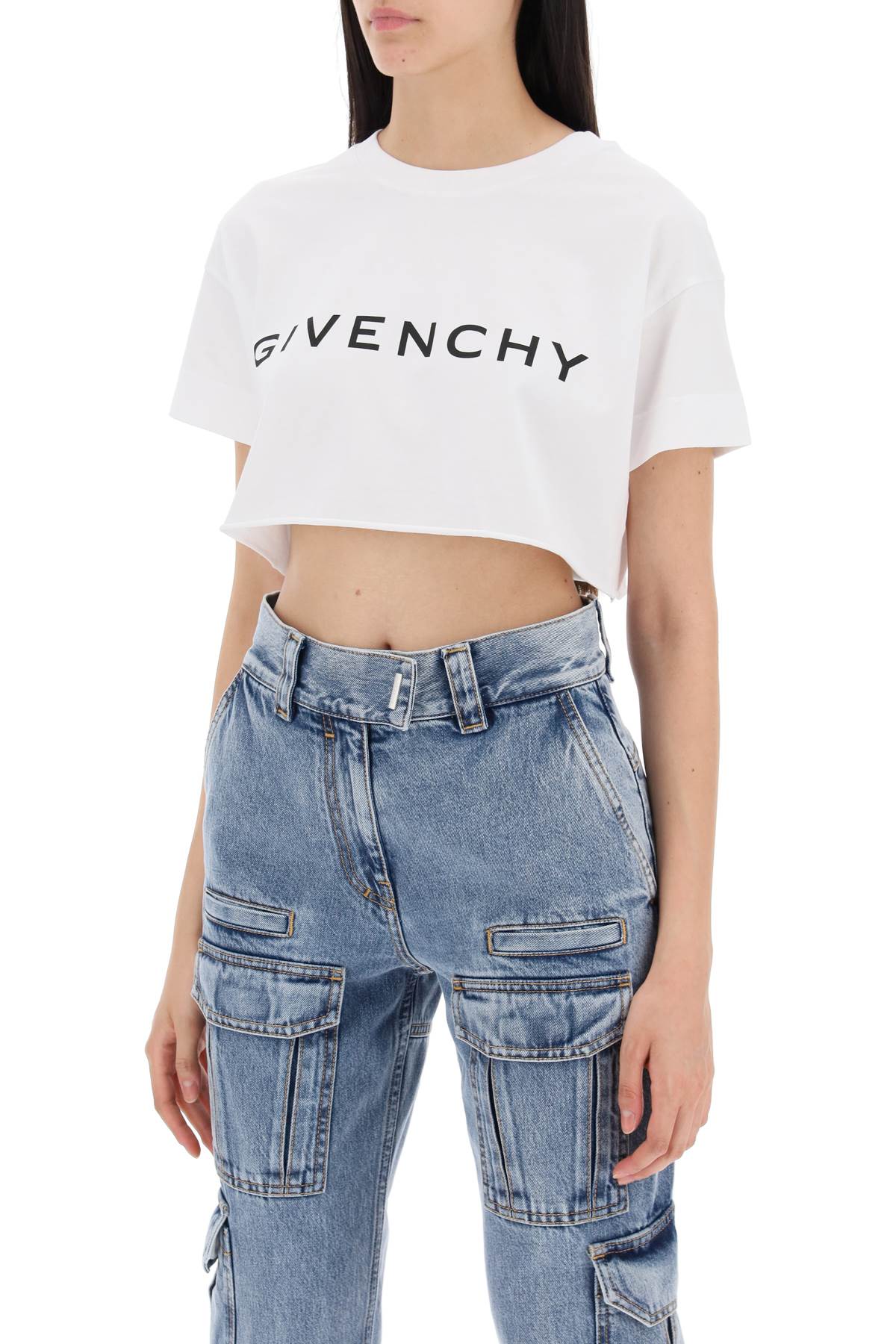 Shop Givenchy Cropped Logo T-shirt In White