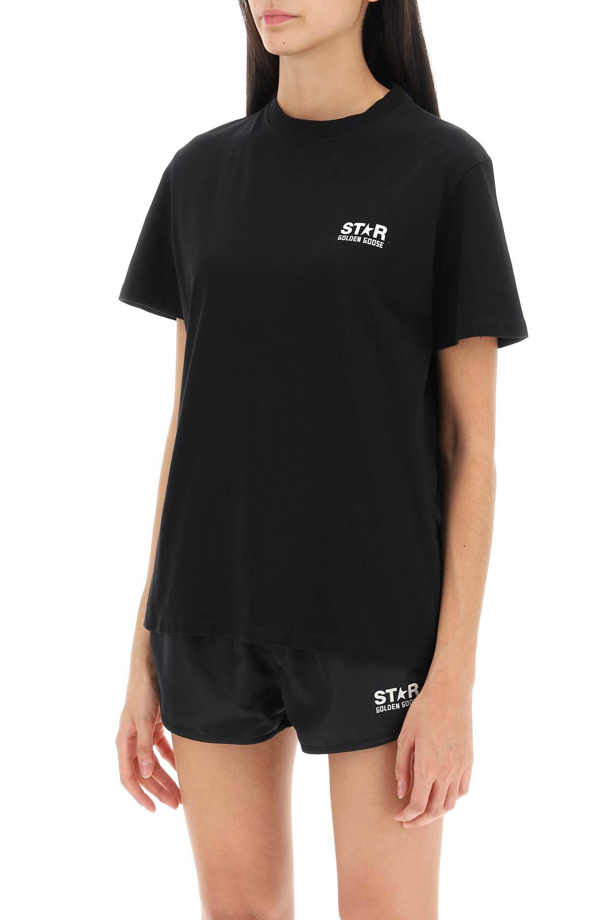 Shop Golden Goose T-shirt With Star Print In Black