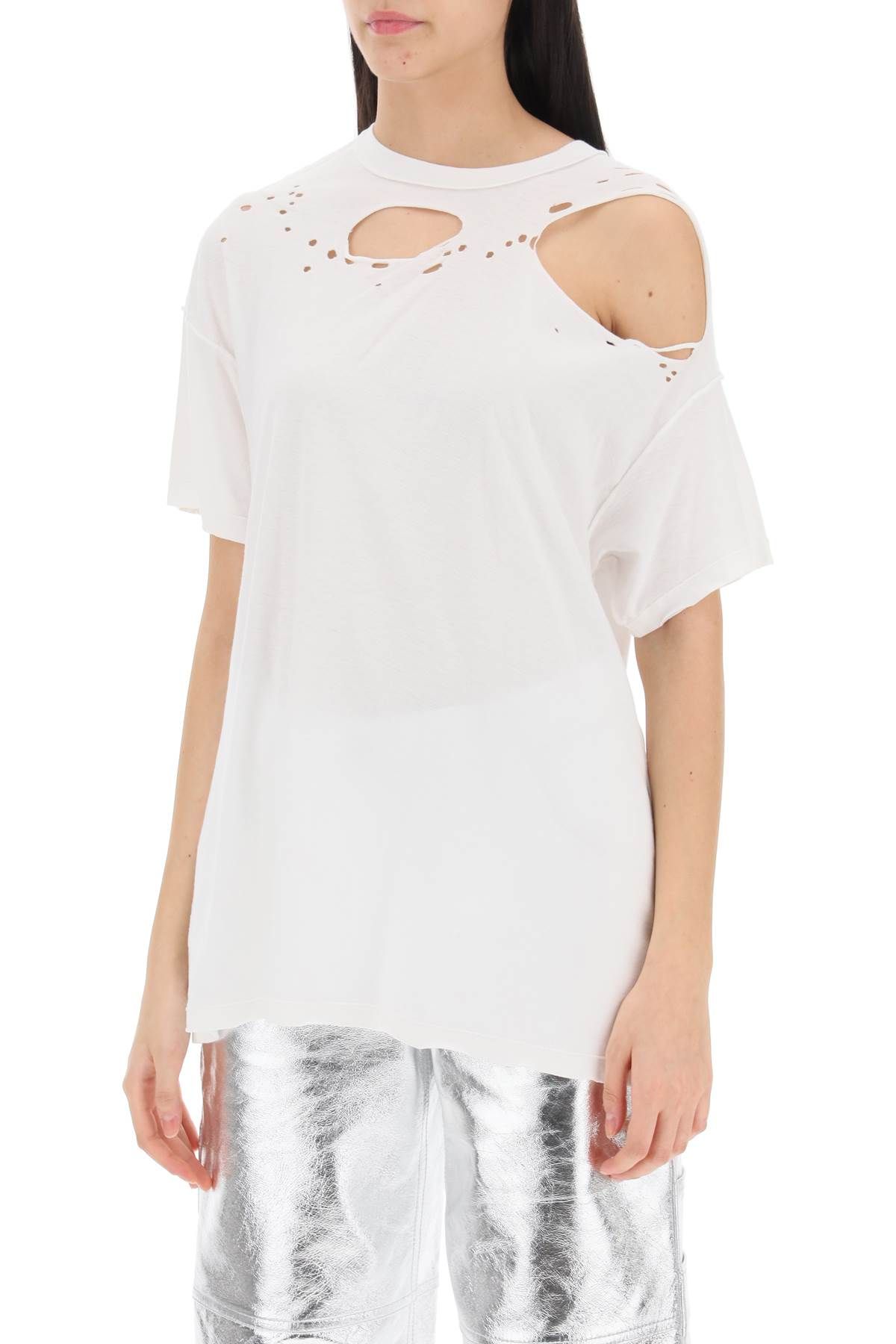 Shop Interior Mandy Destroyed-effect T-shirt In White