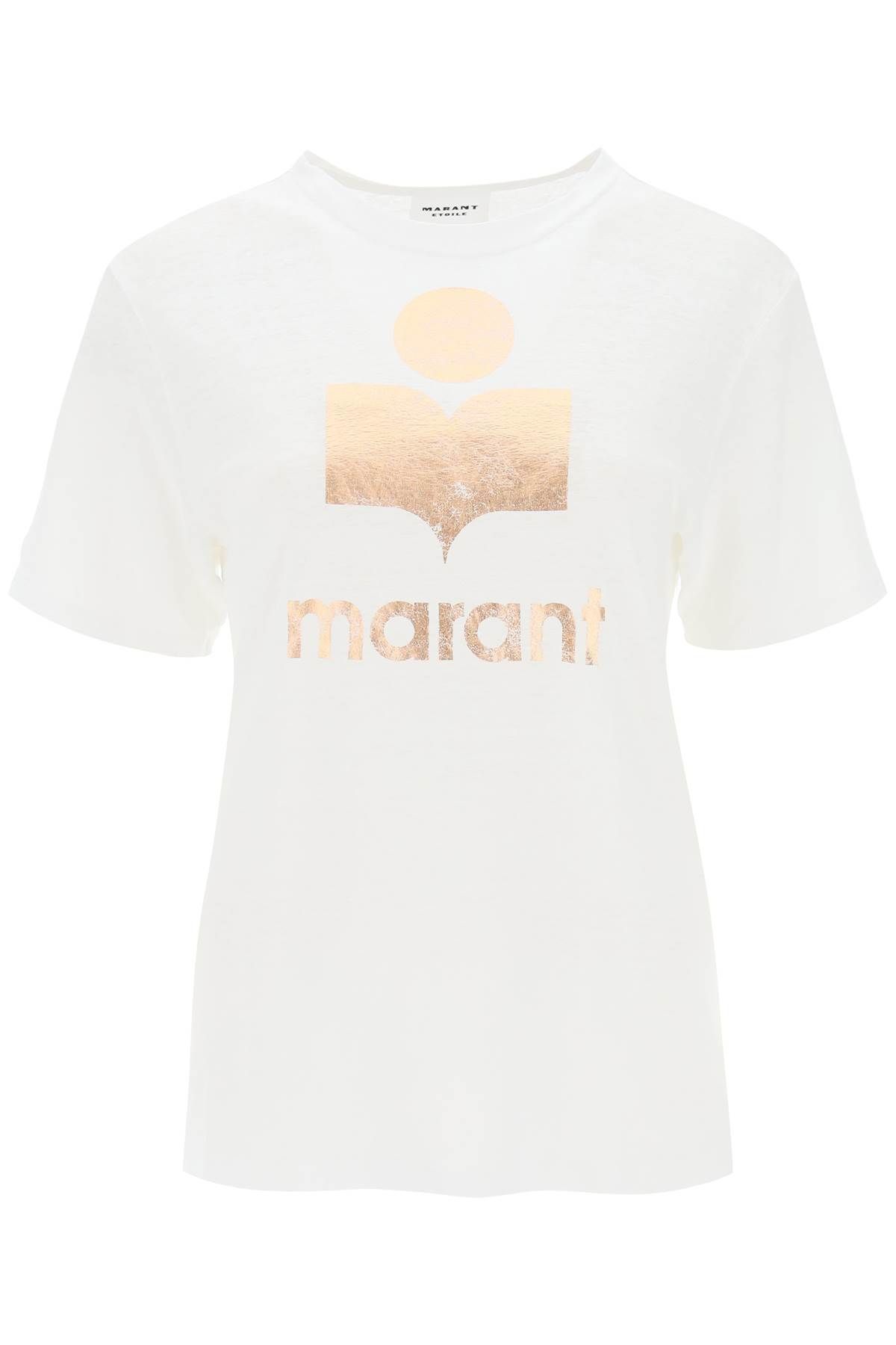Shop Marant Etoile Zewel T-shirt With Metallic Logo Print In White