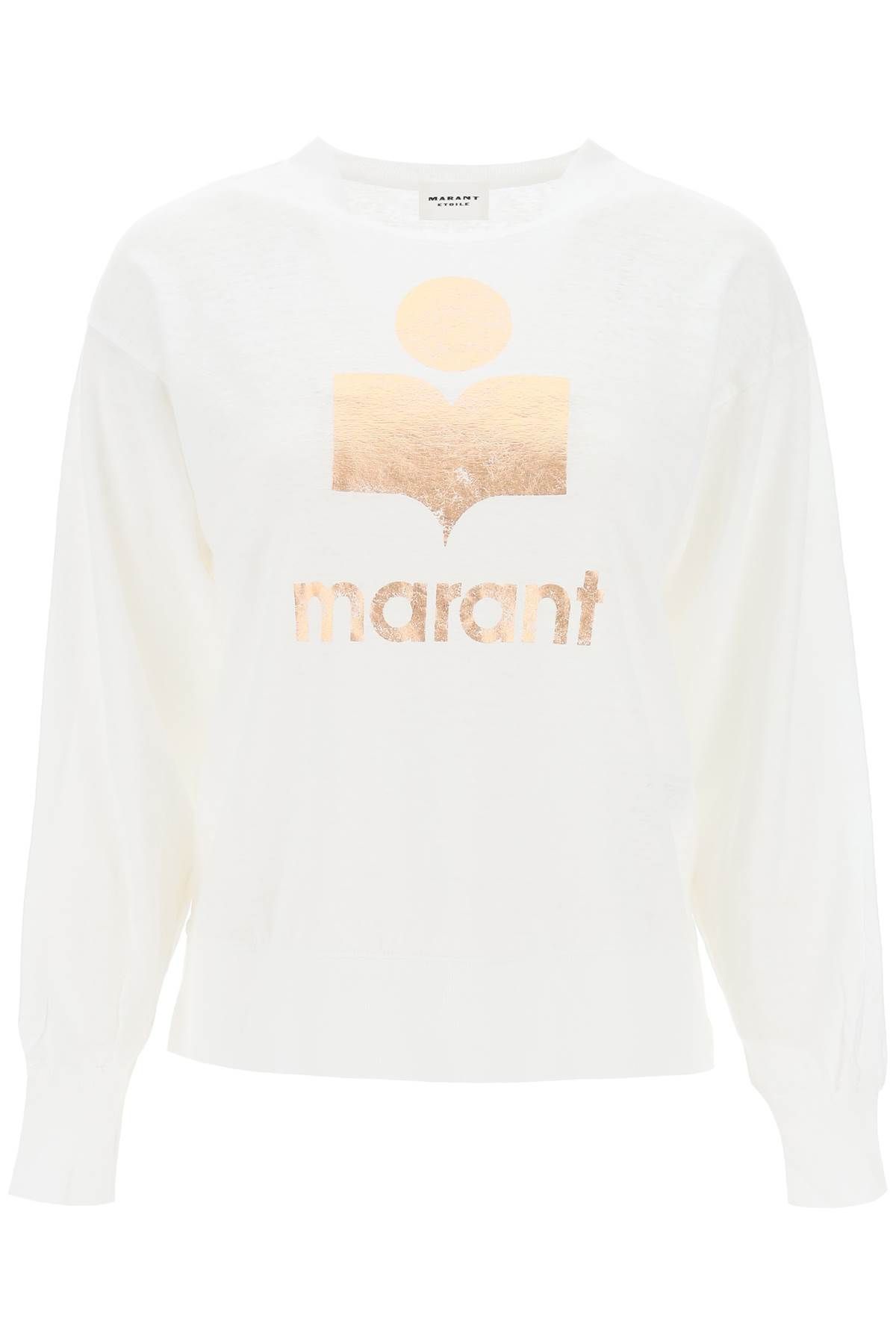 Shop Marant Etoile Klowia T-shirt With Metallic Logo Print In White