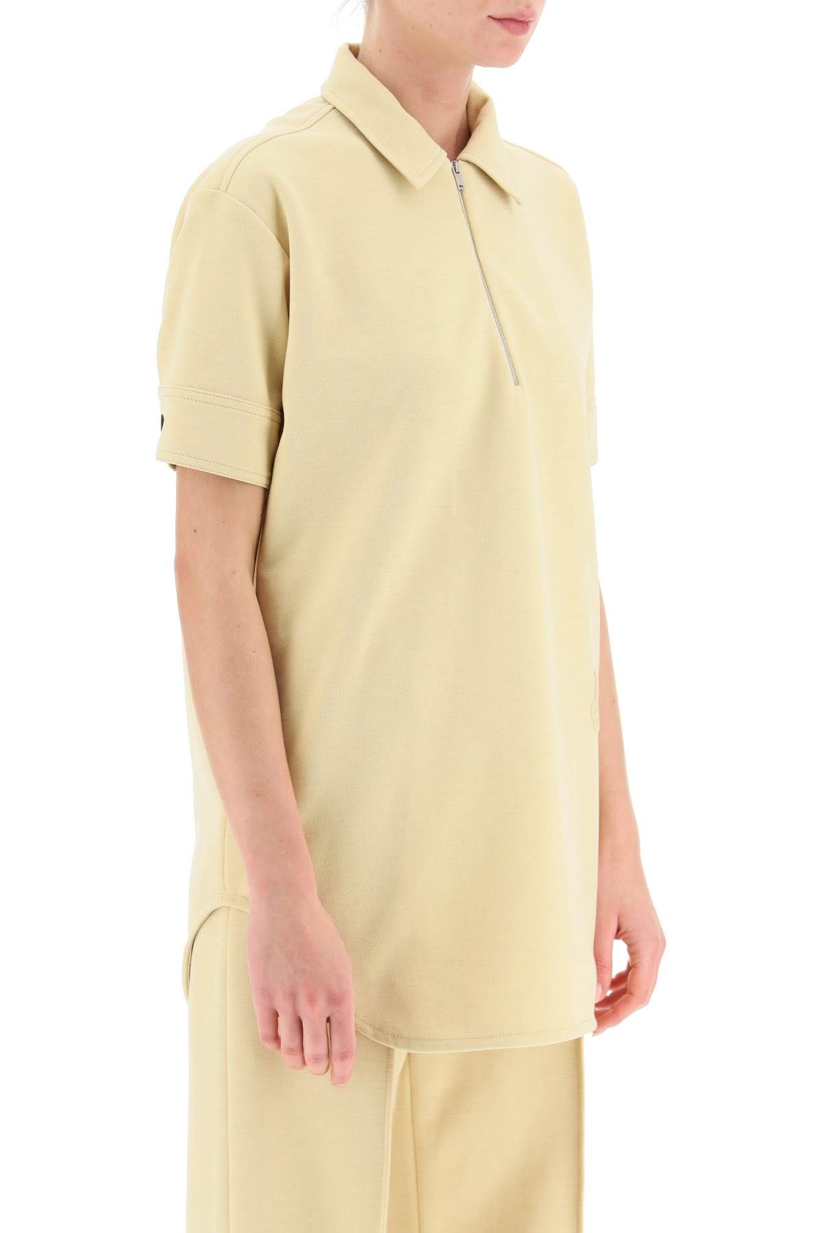 Shop Jil Sander Polo Shirt With Half Zip And Monogram Embroidery In Yellow