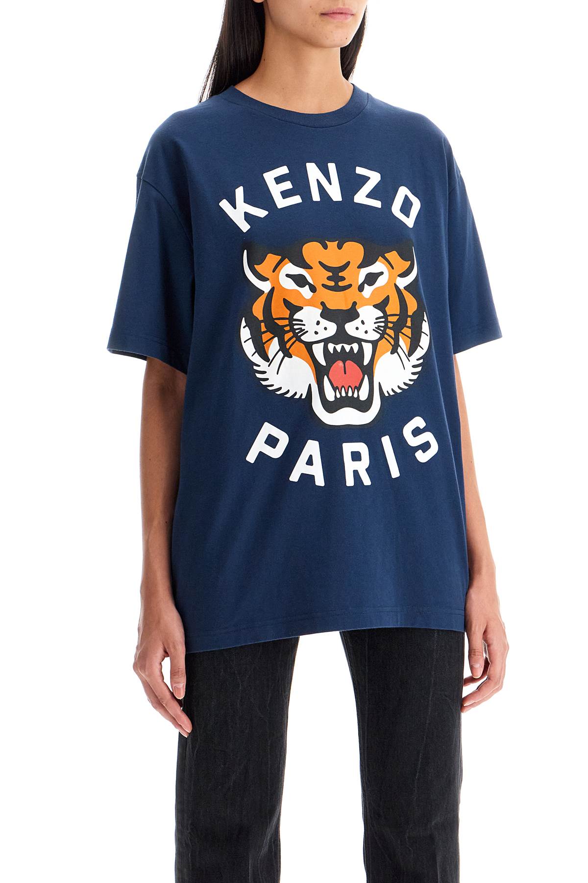 Shop Kenzo Lucky Tiger Crew-neck T-shirt In Blue