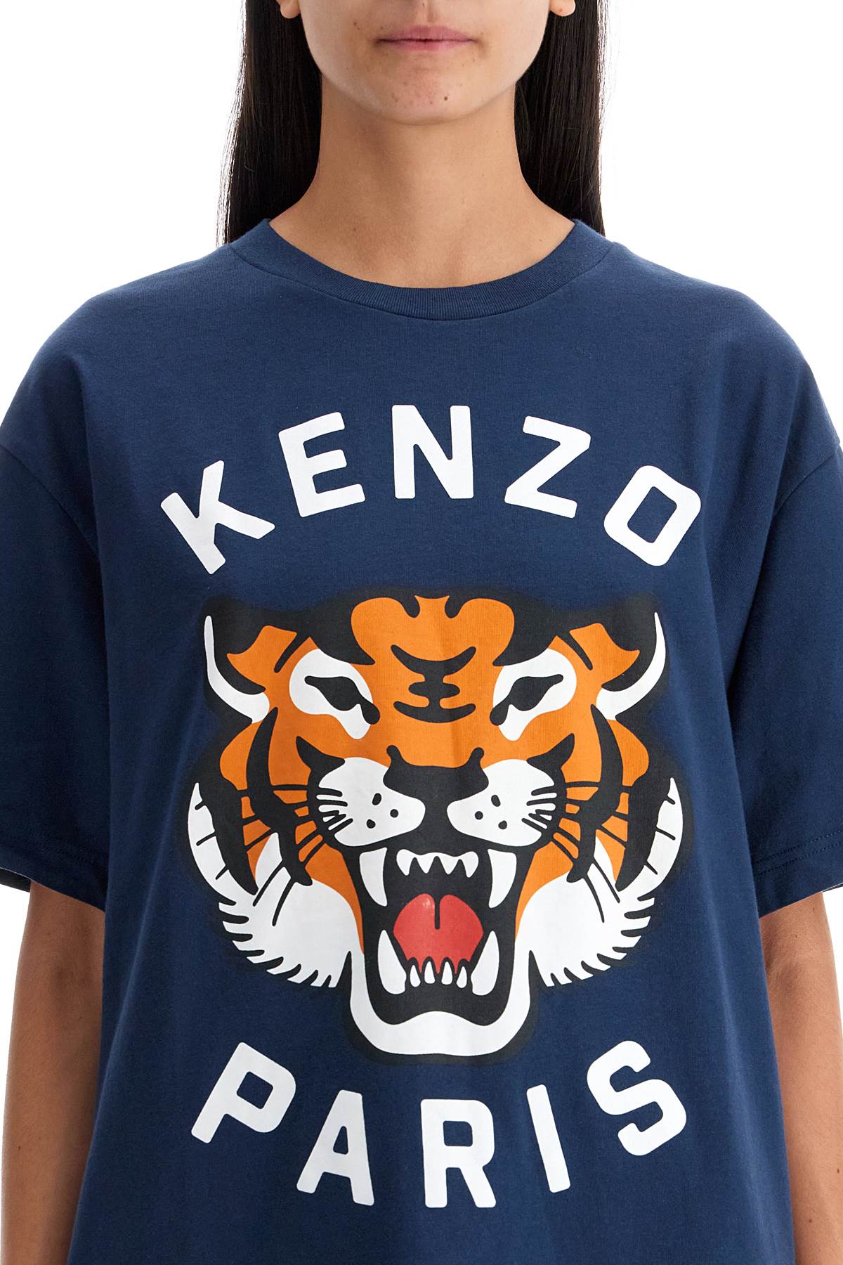 Shop Kenzo Lucky Tiger Crew-neck T-shirt In Blue