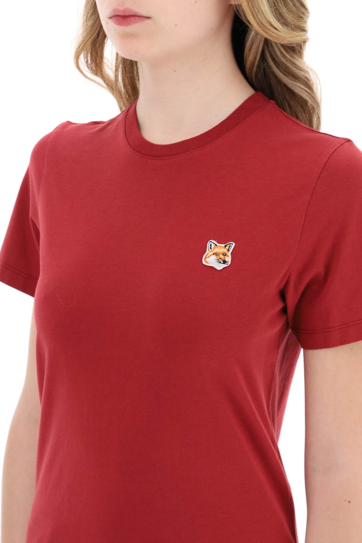Shop Maison Kitsuné Fox Head Crew-neck T-shirt In Red