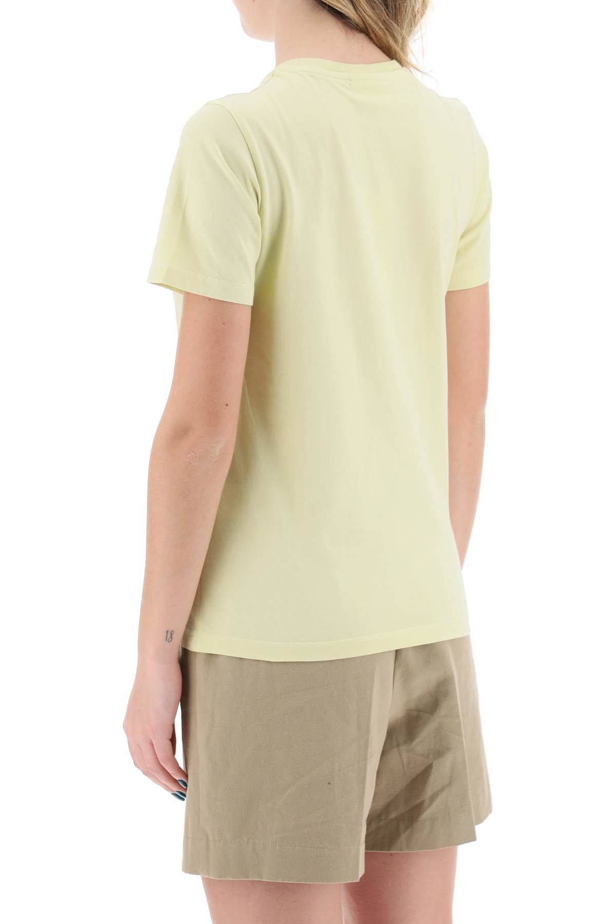 Shop Maison Kitsuné Fox Head Crew-neck T-shirt In Yellow