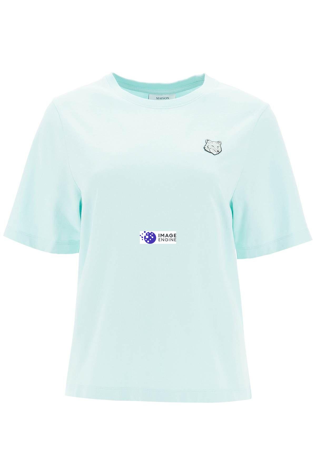 Maison Kitsuné Green Bold Fox Head Patch Comfort T-shirt In Light Blue