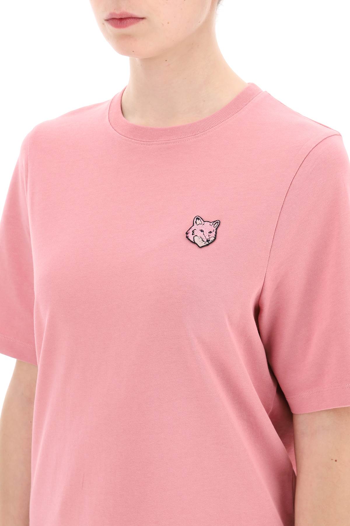 Shop Maison Kitsuné Bold Fox Head Round Neck T-shirt In Pink