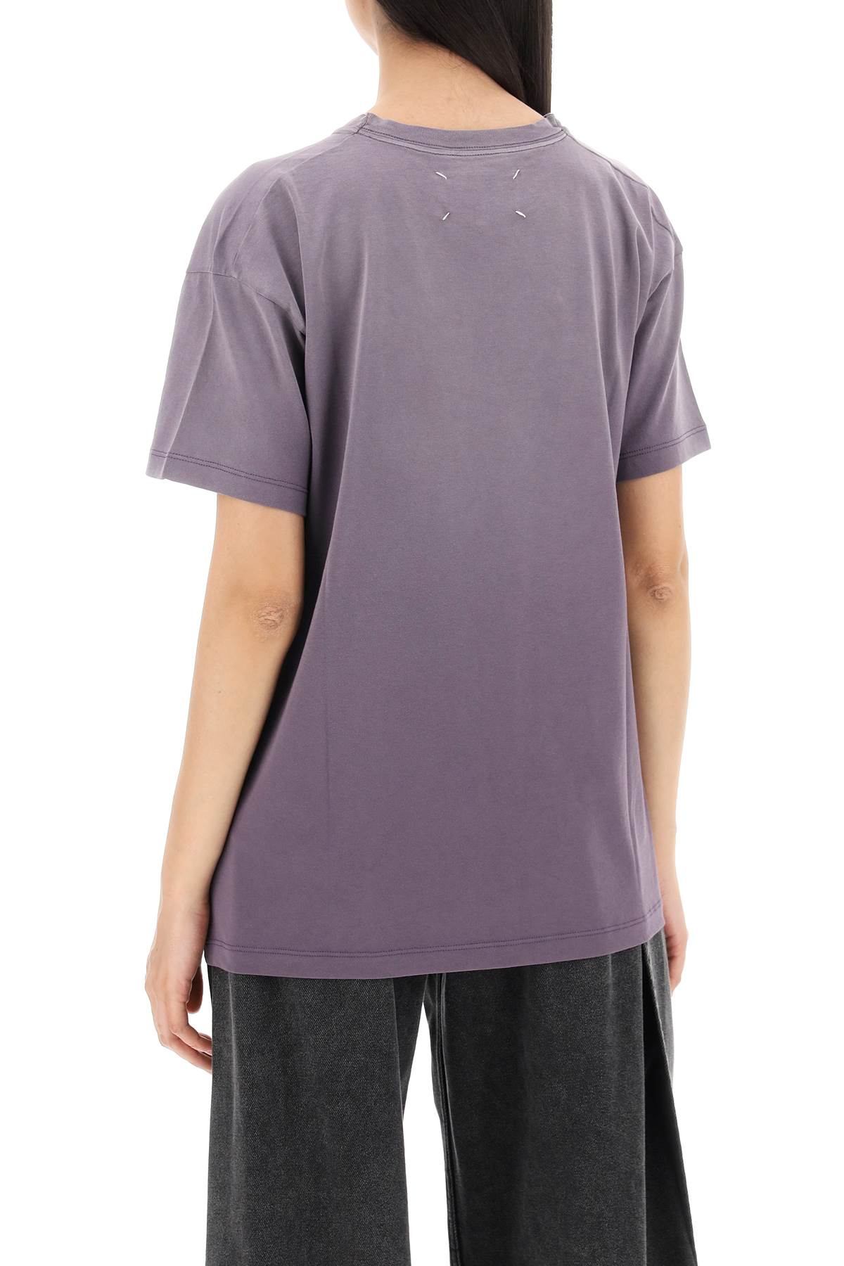 Shop Maison Margiela "reverse Logo Embroidered T-shirt With In Purple