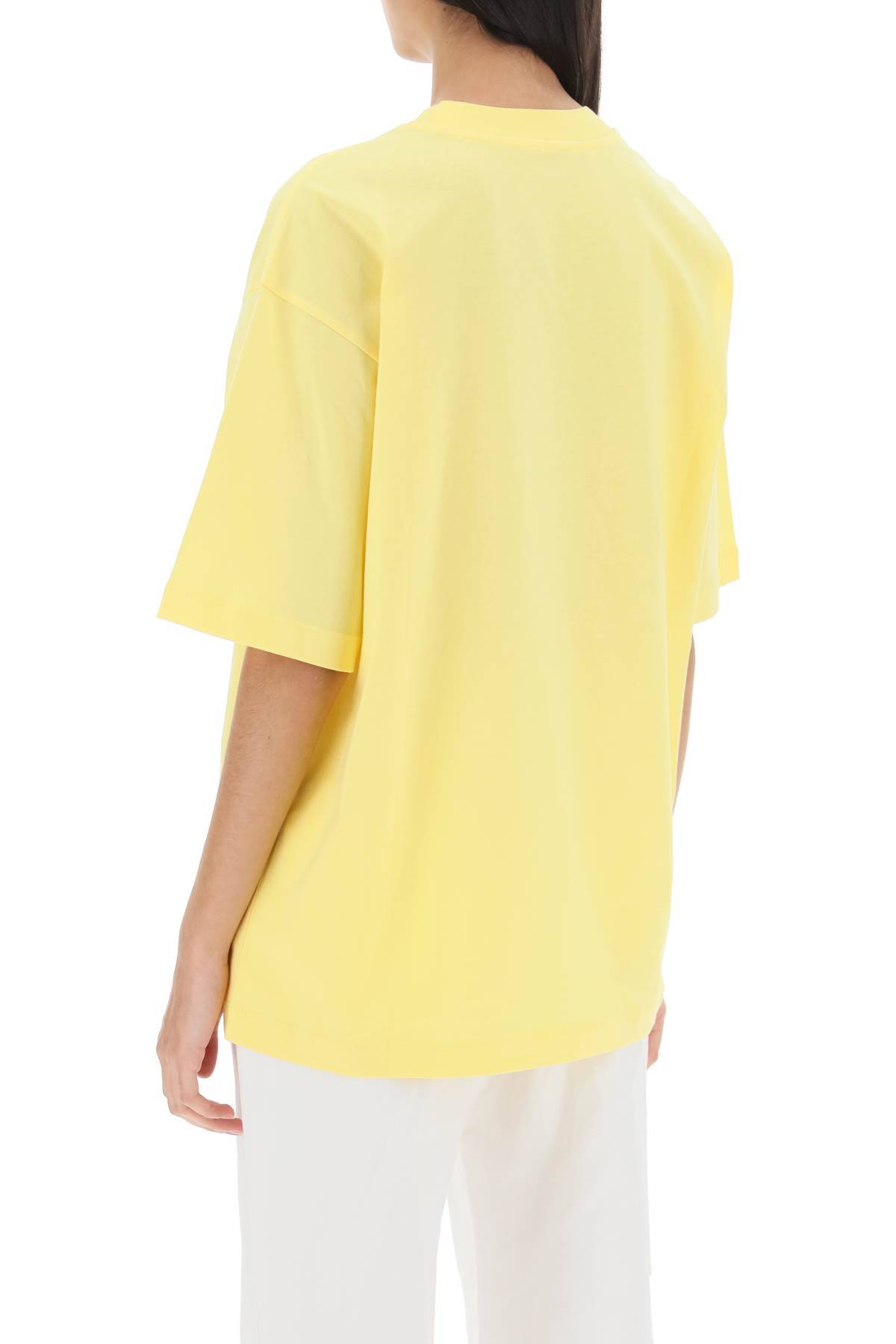 Shop Marni T-shirt With Maxi Logo Print In Yellow