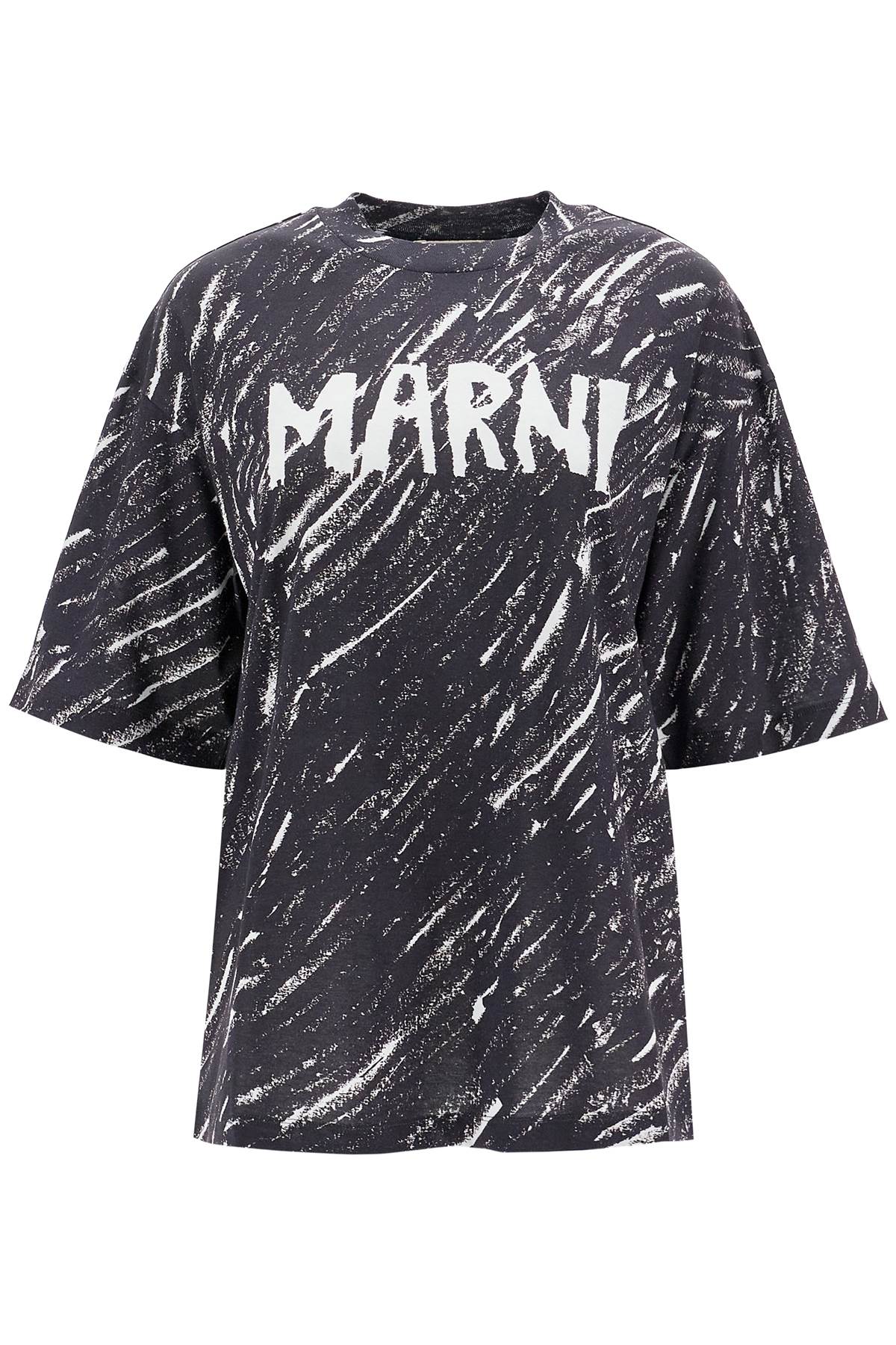 Shop Marni "abstract Pattern Logo T-shirt With In Black