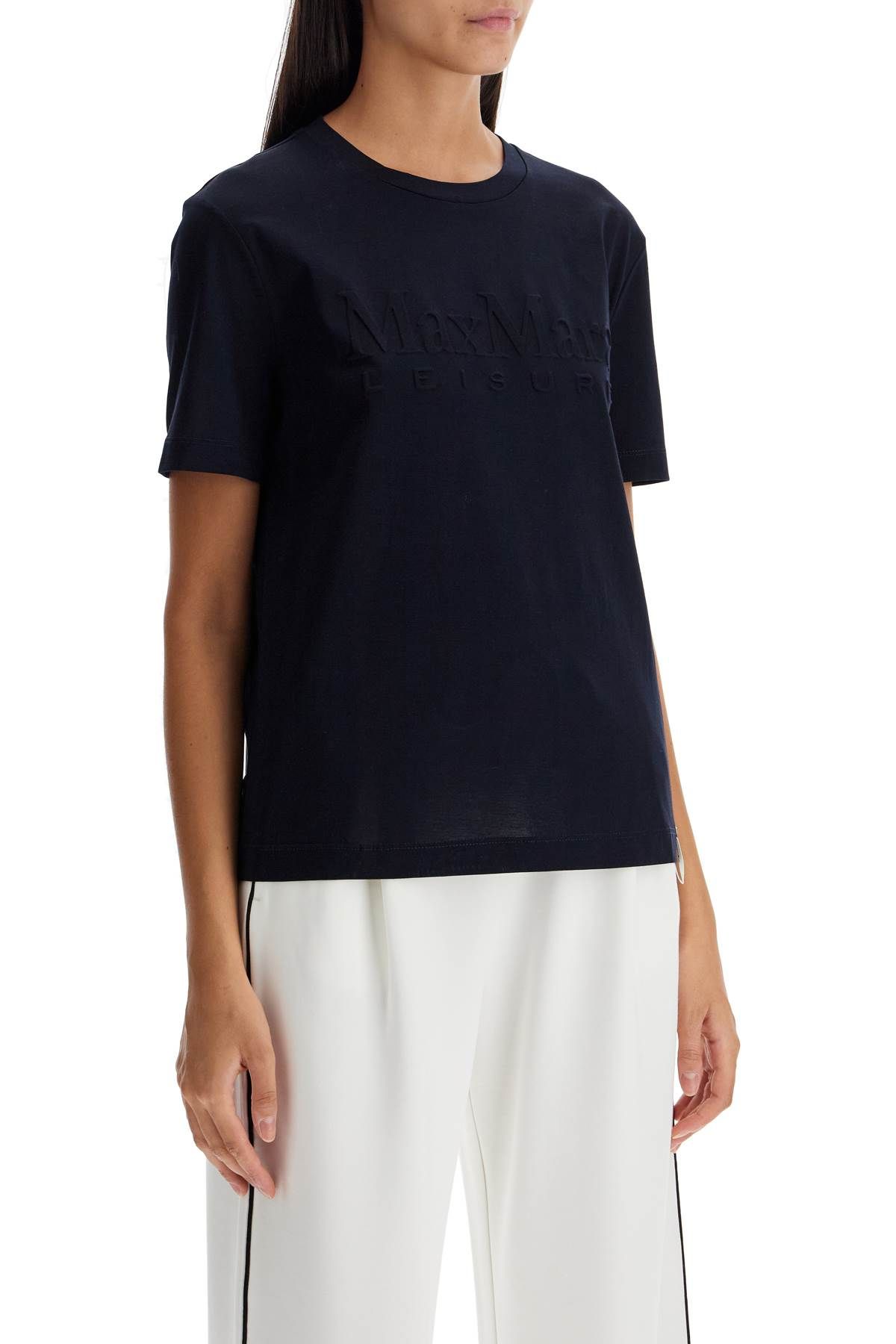 Shop Max Mara T-shirt With Printed Logo In Blue