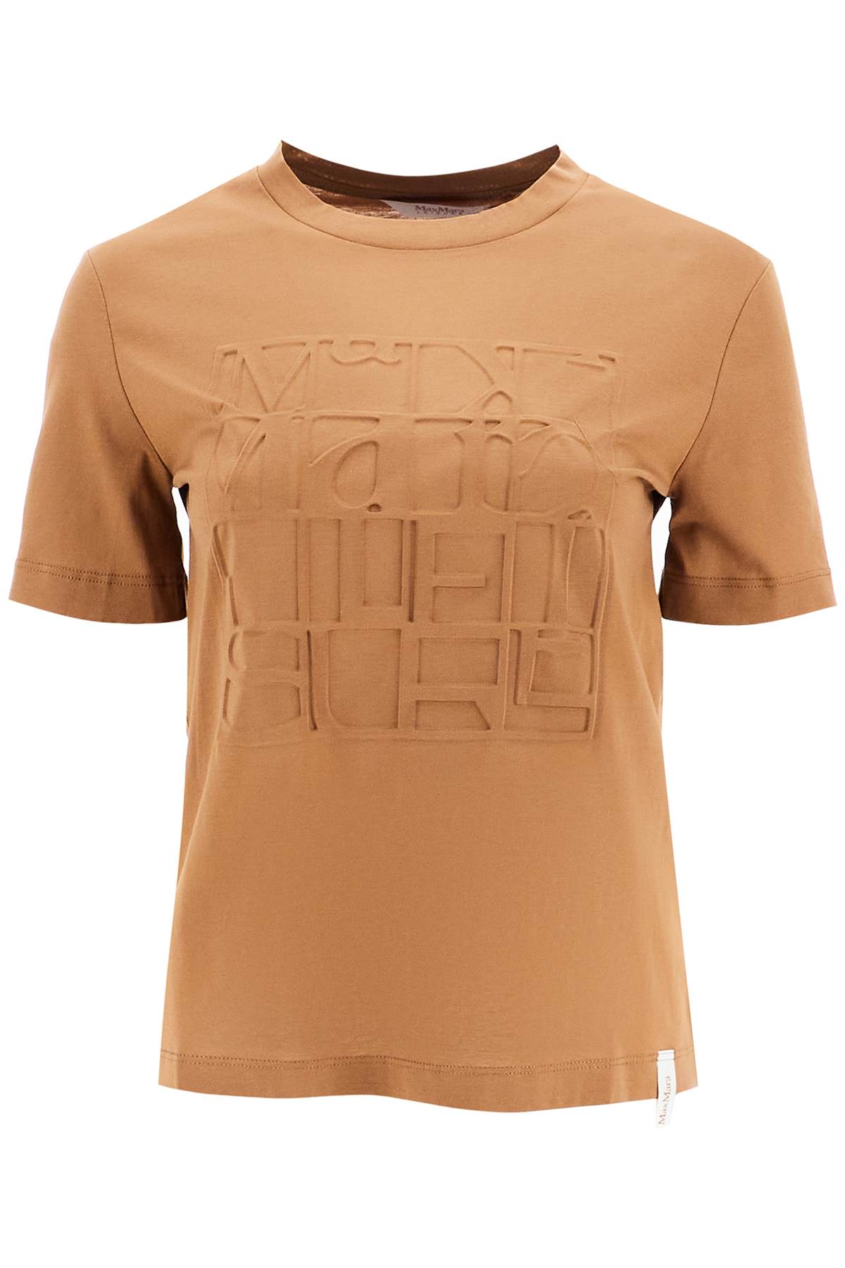 Shop Max Mara T-shirt With Printed Logo In Brown