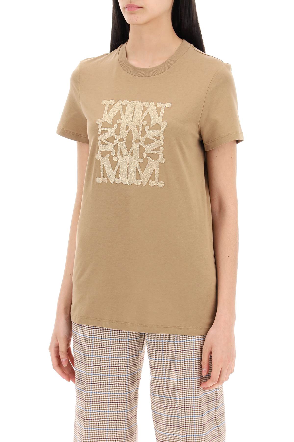 Shop Max Mara "tavern Embroidered Logo T In Brown