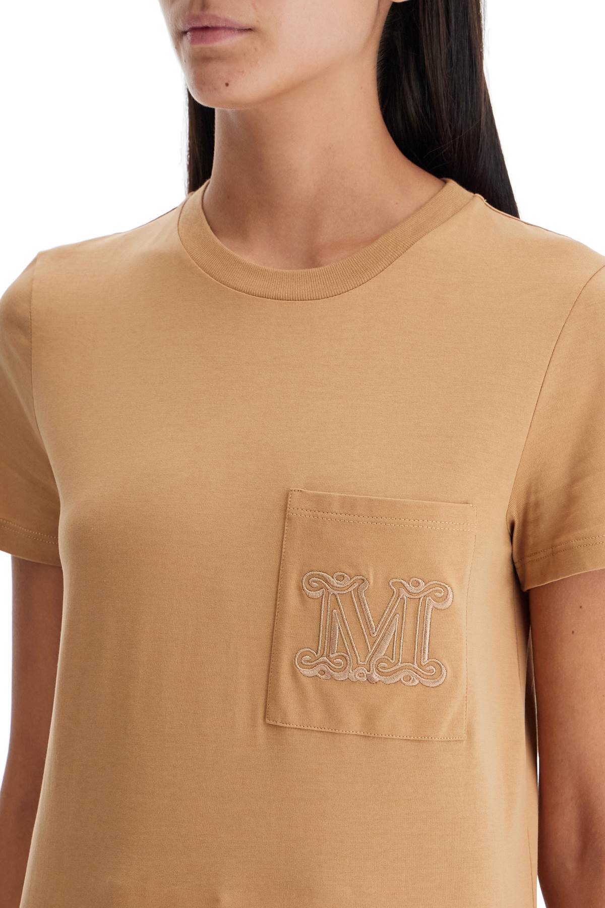 Shop Max Mara 'papaya' Embroidered Pocket In Beige