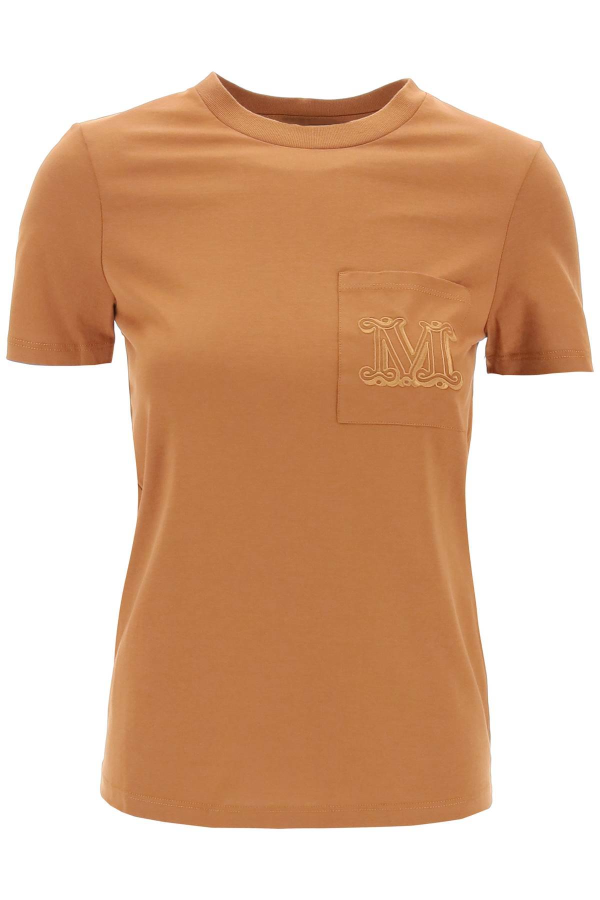 Max Mara Cotton T-shirt With Pocket In Brown