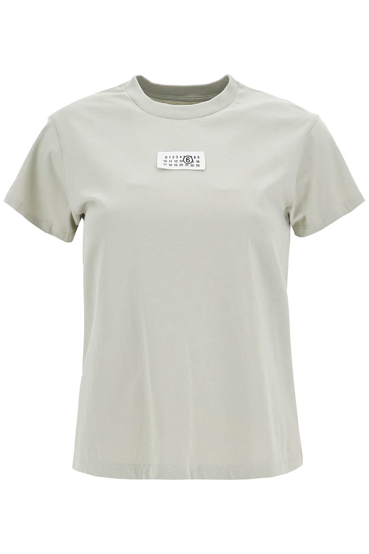 Shop Mm6 Maison Margiela T-shirt With Logo Label In Khaki