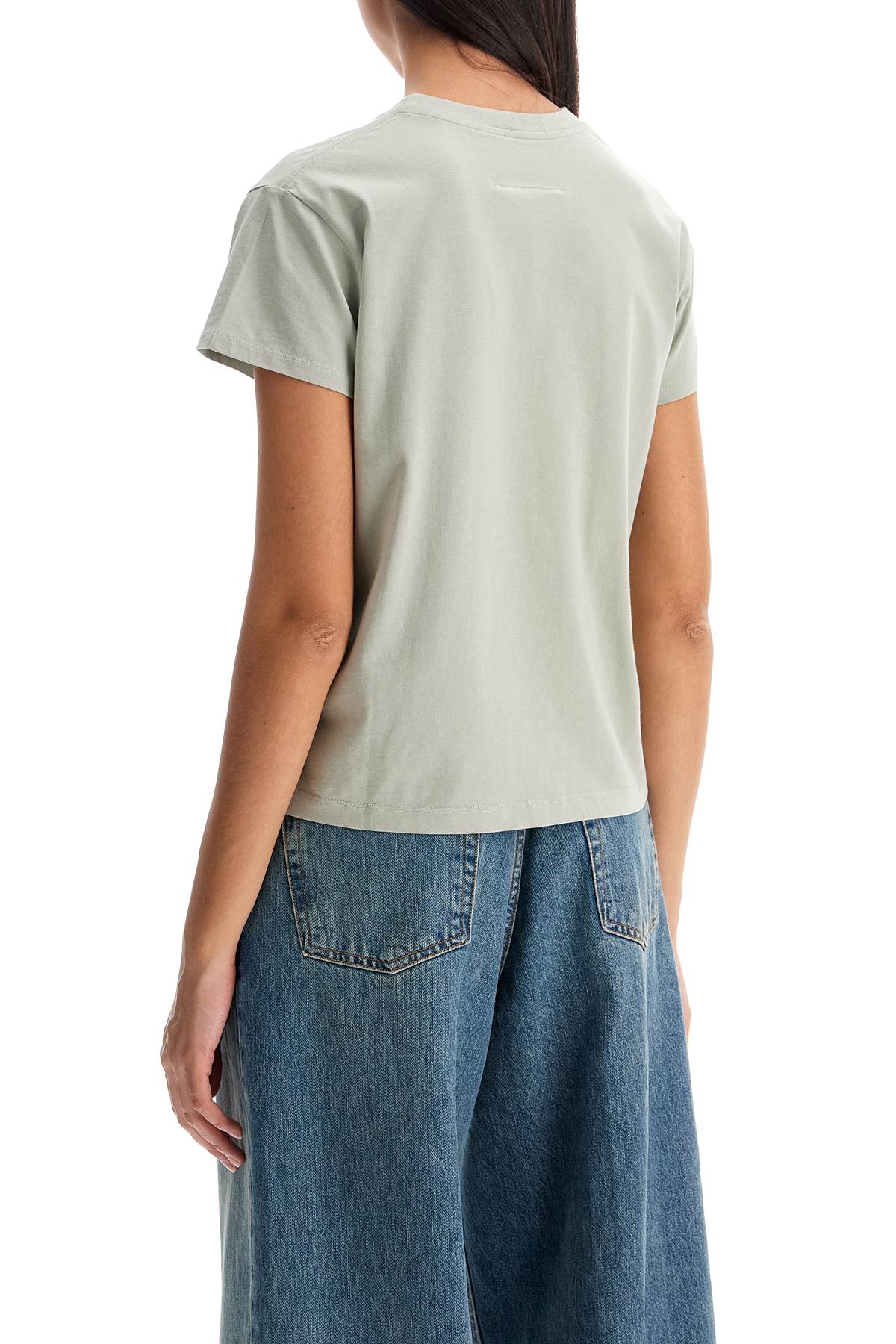 Shop Mm6 Maison Margiela T-shirt With Logo Label In Khaki