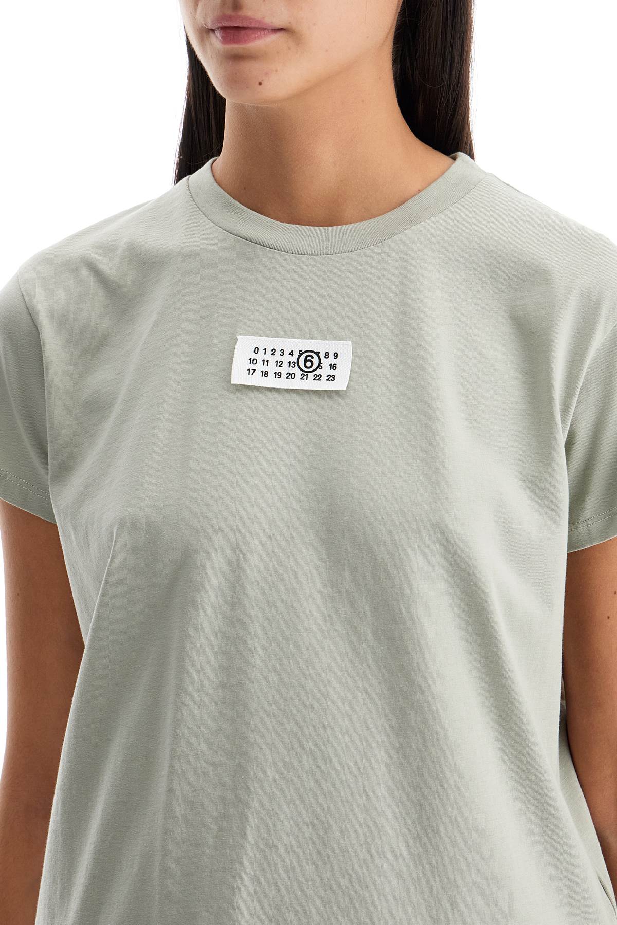 Shop Mm6 Maison Margiela T-shirt With Logo Label In Khaki