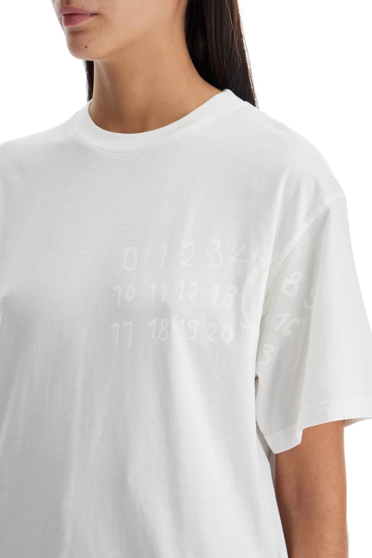 Shop Mm6 Maison Margiela Numeric Logo T-shirt In White