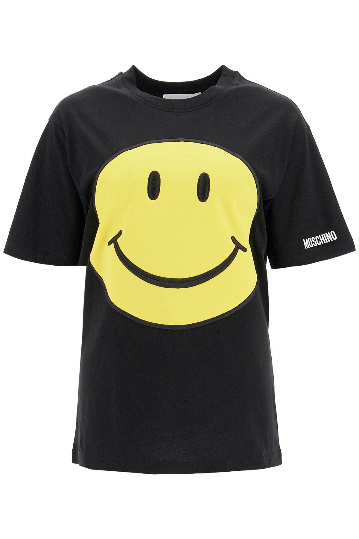 Shop Moschino Smiley Face T In Black