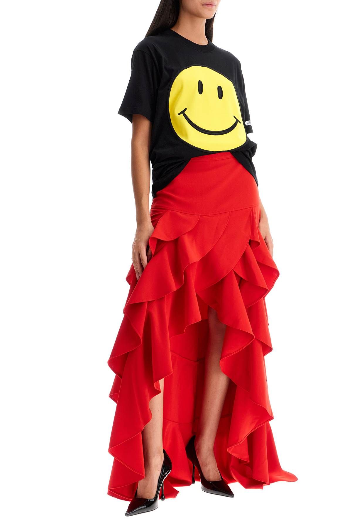 Shop Moschino Smiley Face T In Black