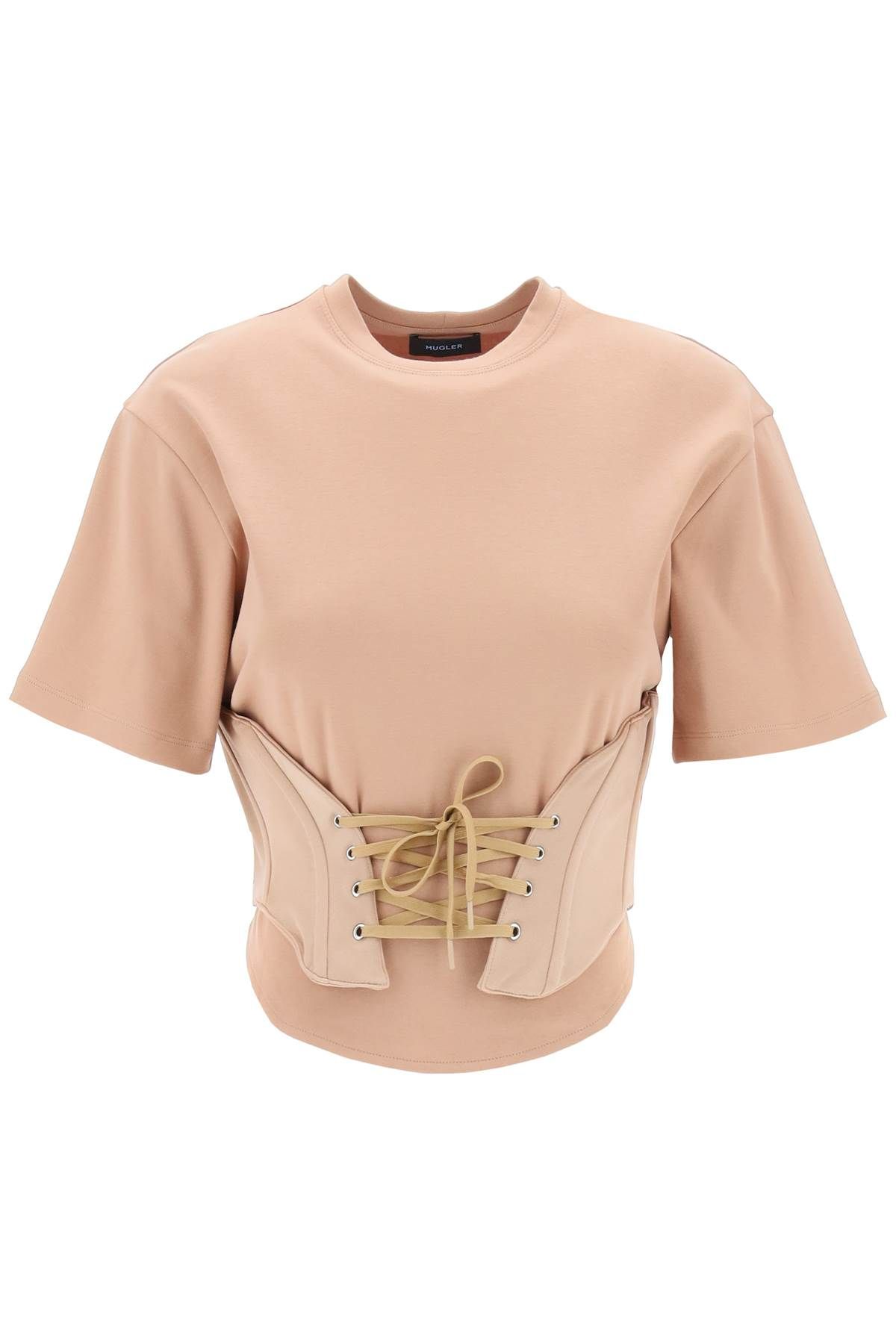 Shop Mugler Corset T-shirt In Neutro