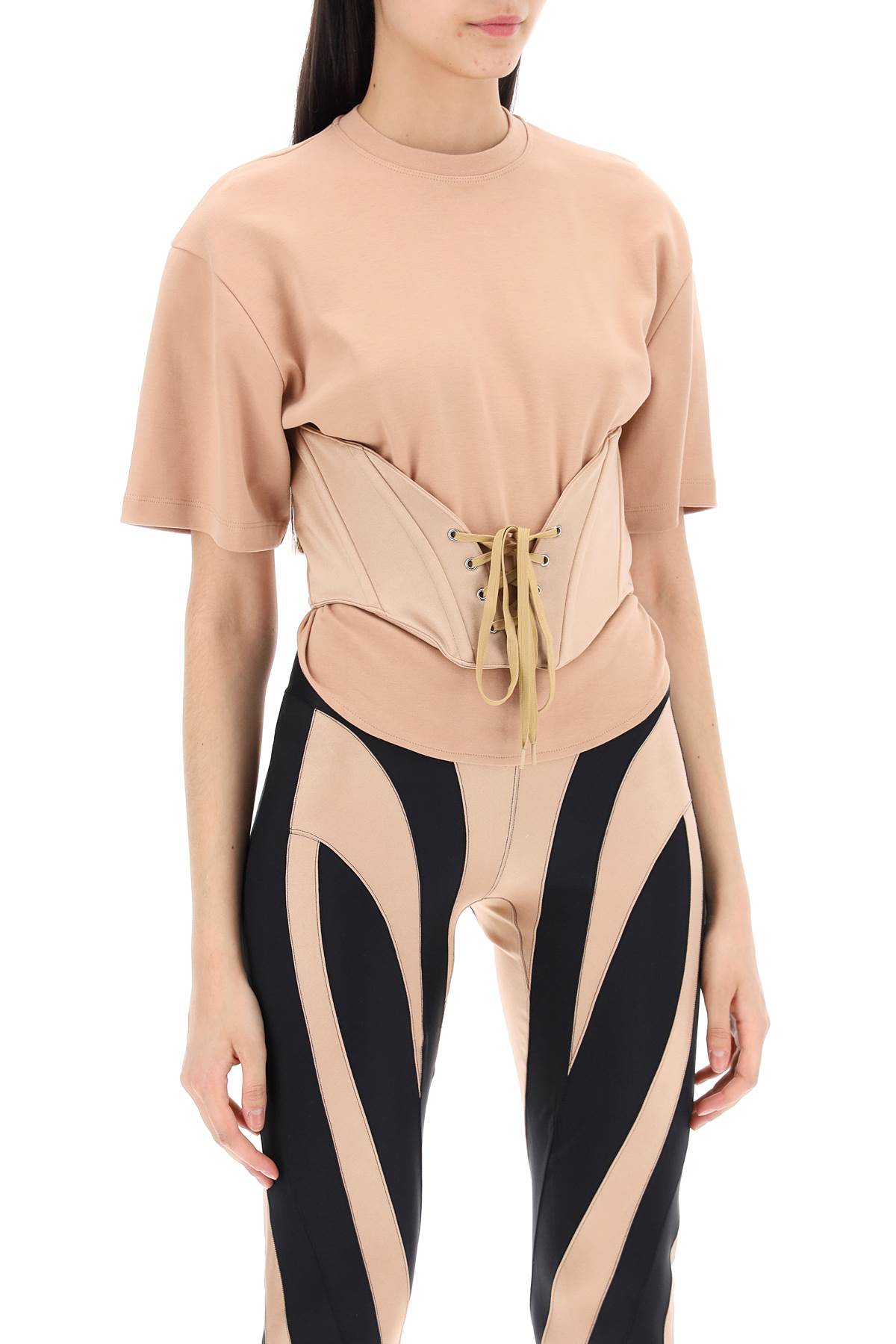 Shop Mugler Corset T-shirt In Neutro