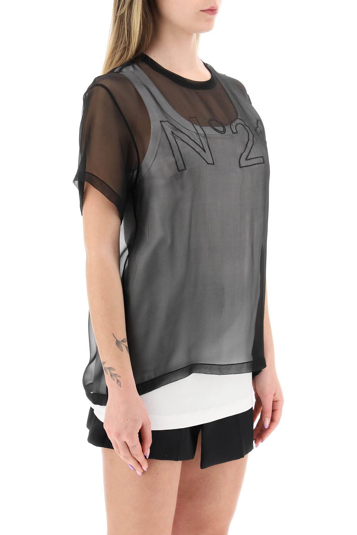 Shop N°21 Georgette T-shirt With Logo In Black