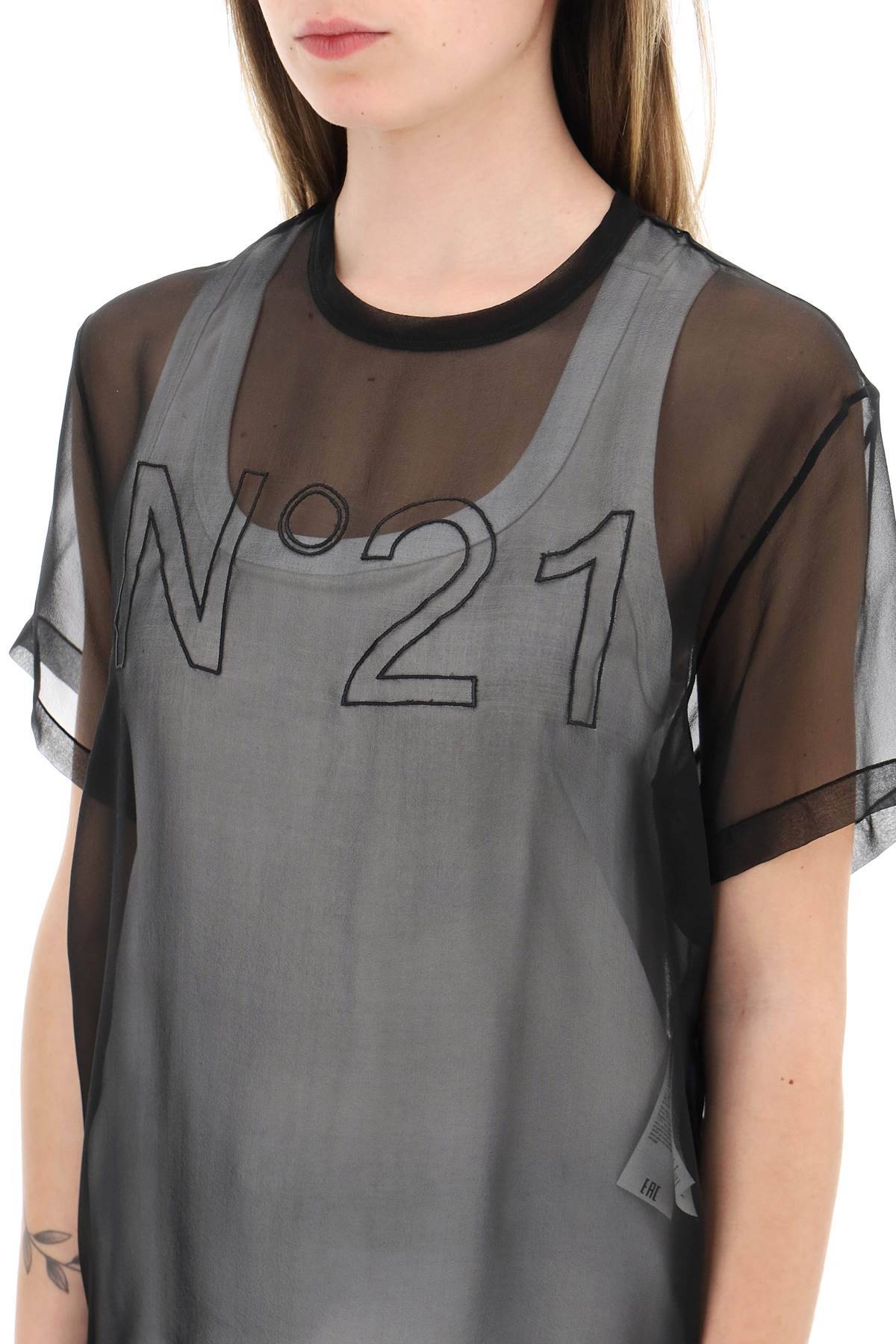 Shop N°21 Georgette T-shirt With Logo In Black