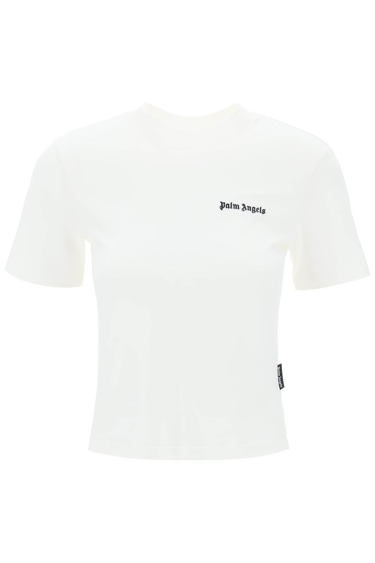 Shop Palm Angels "round-neck T-shirt With Embroidered In White