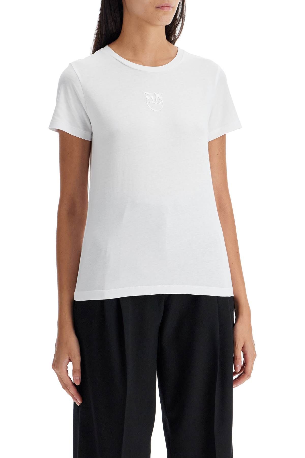 Shop Pinko Short-sleeved T-shirt With Embroidery In White