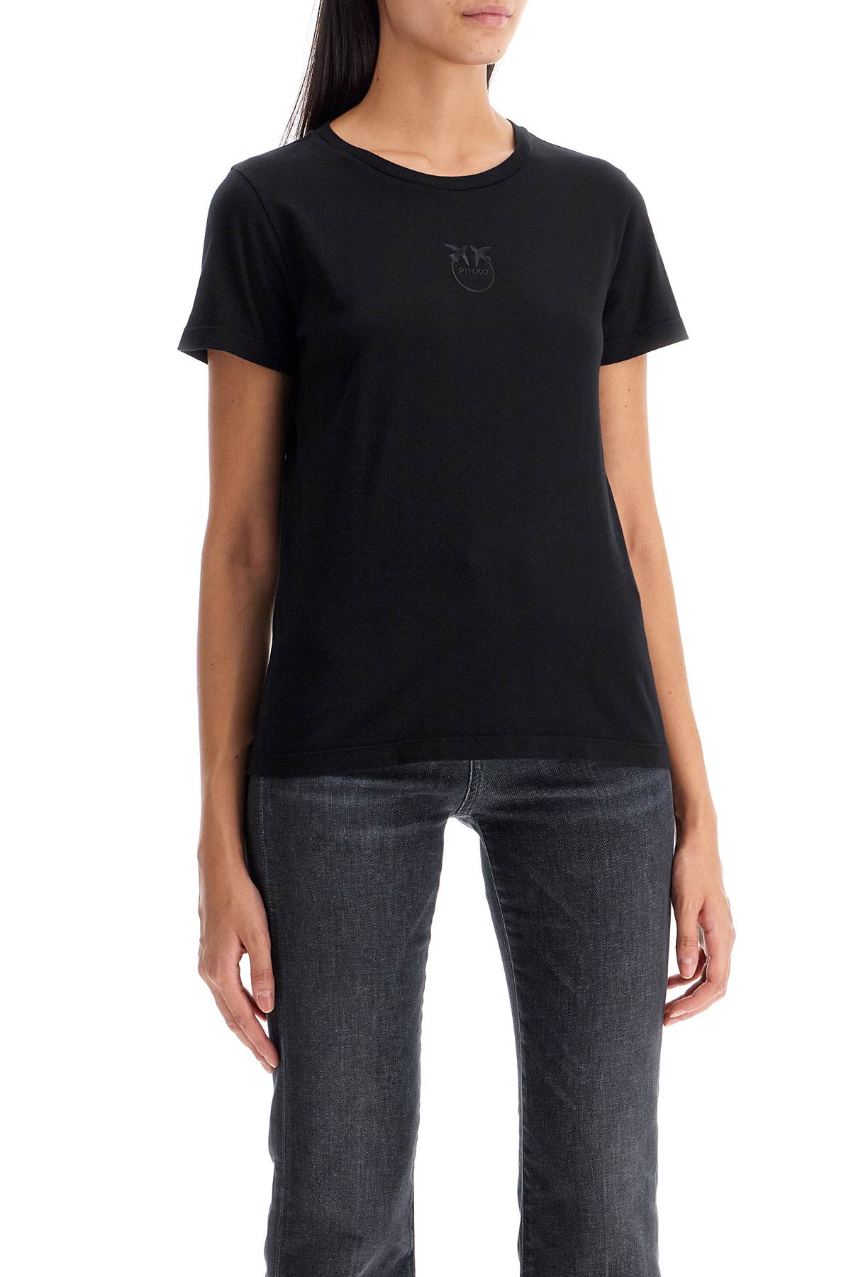 Shop Pinko Short-sleeved T-shirt With Embroidery In Black