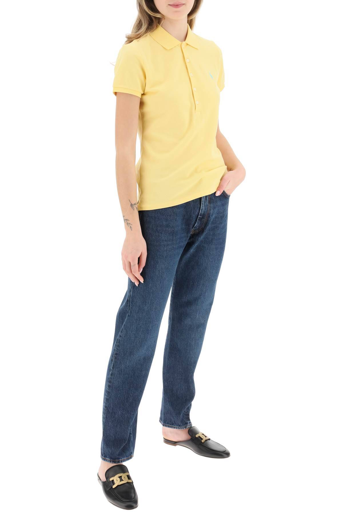 Shop Polo Ralph Lauren Slim Fit Polo Shirt In Yellow