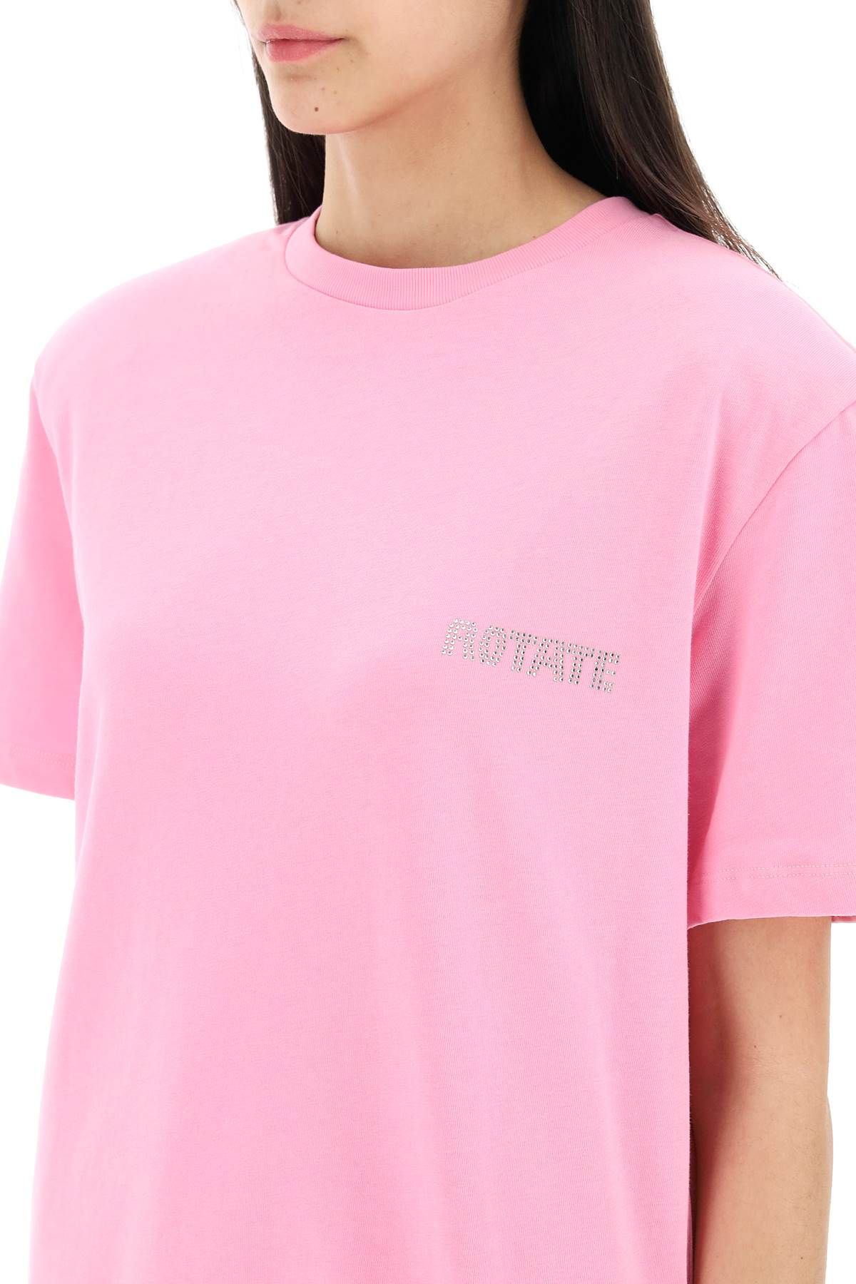 Shop Rotate Birger Christensen Crystal Cut-out T-shirt In Pink