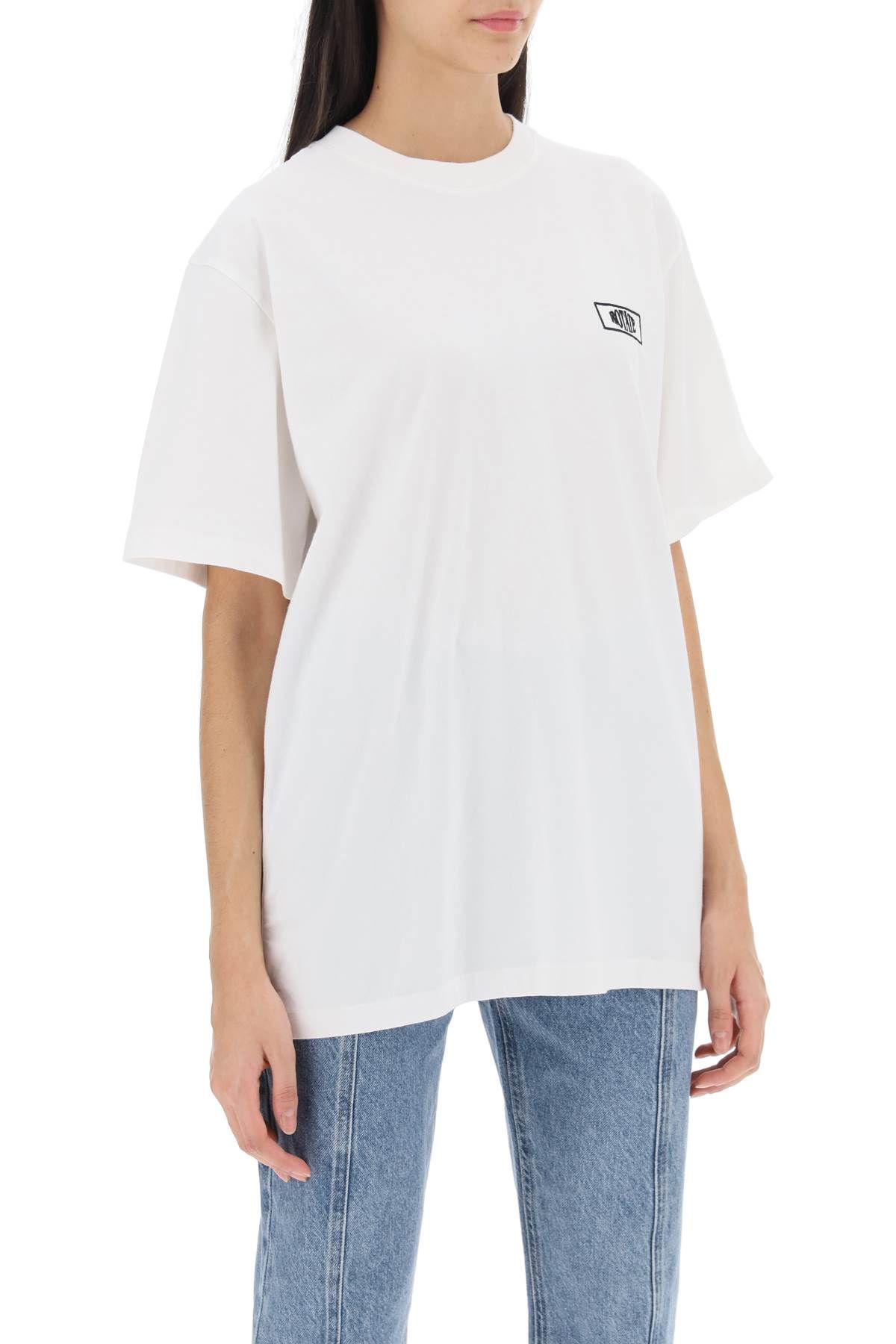 Shop Rotate Birger Christensen T-shirt With Logo Embroidery In White
