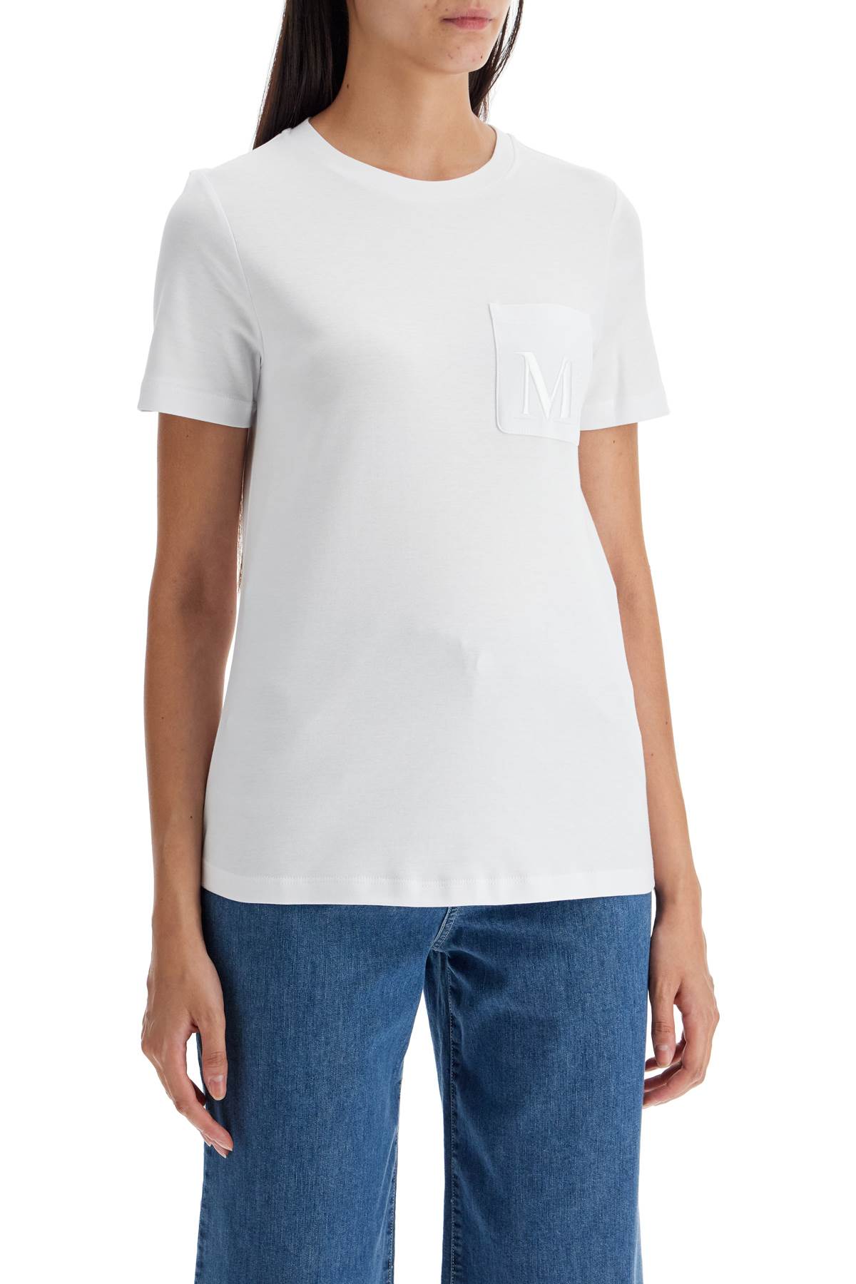 Shop 's Max Mara 'madera' Embroidered Pocket T-shirt In White