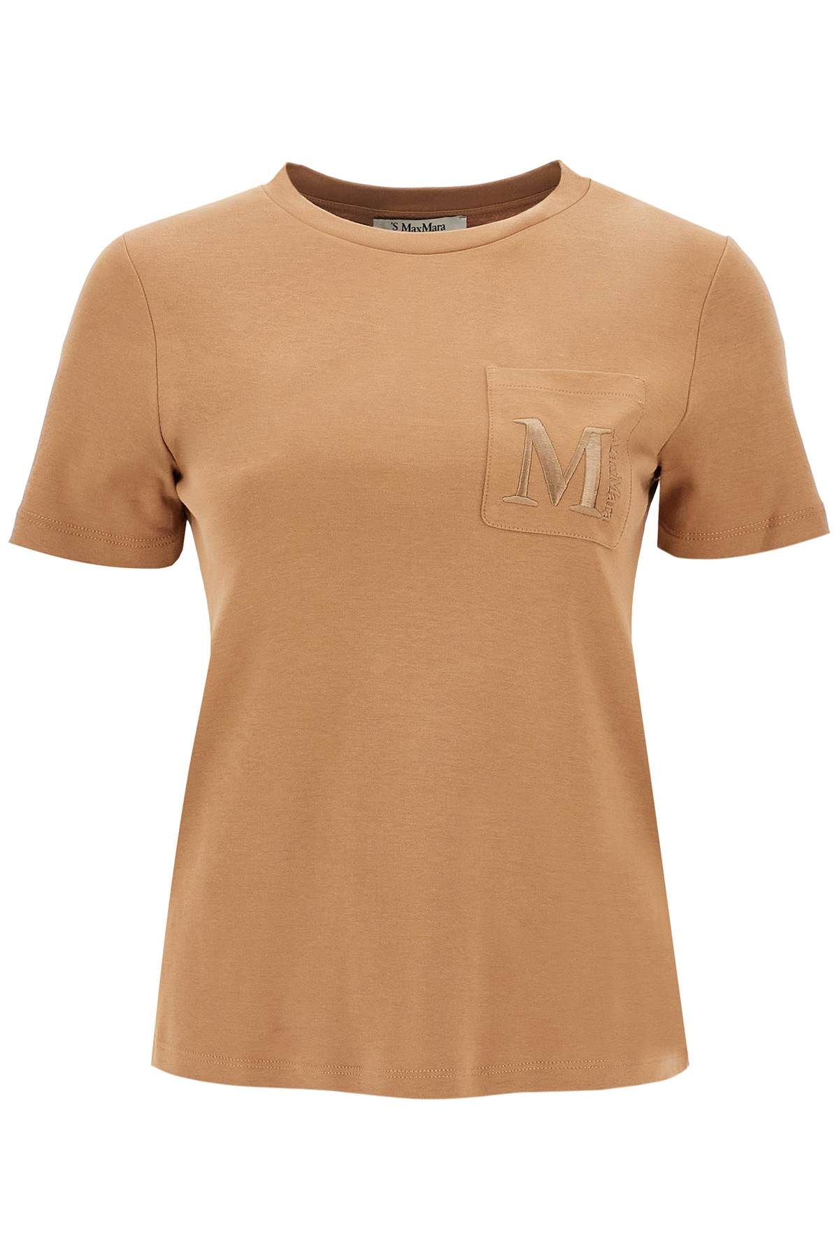 Shop 's Max Mara 'madera' Embroidered Pocket T-shirt In Brown