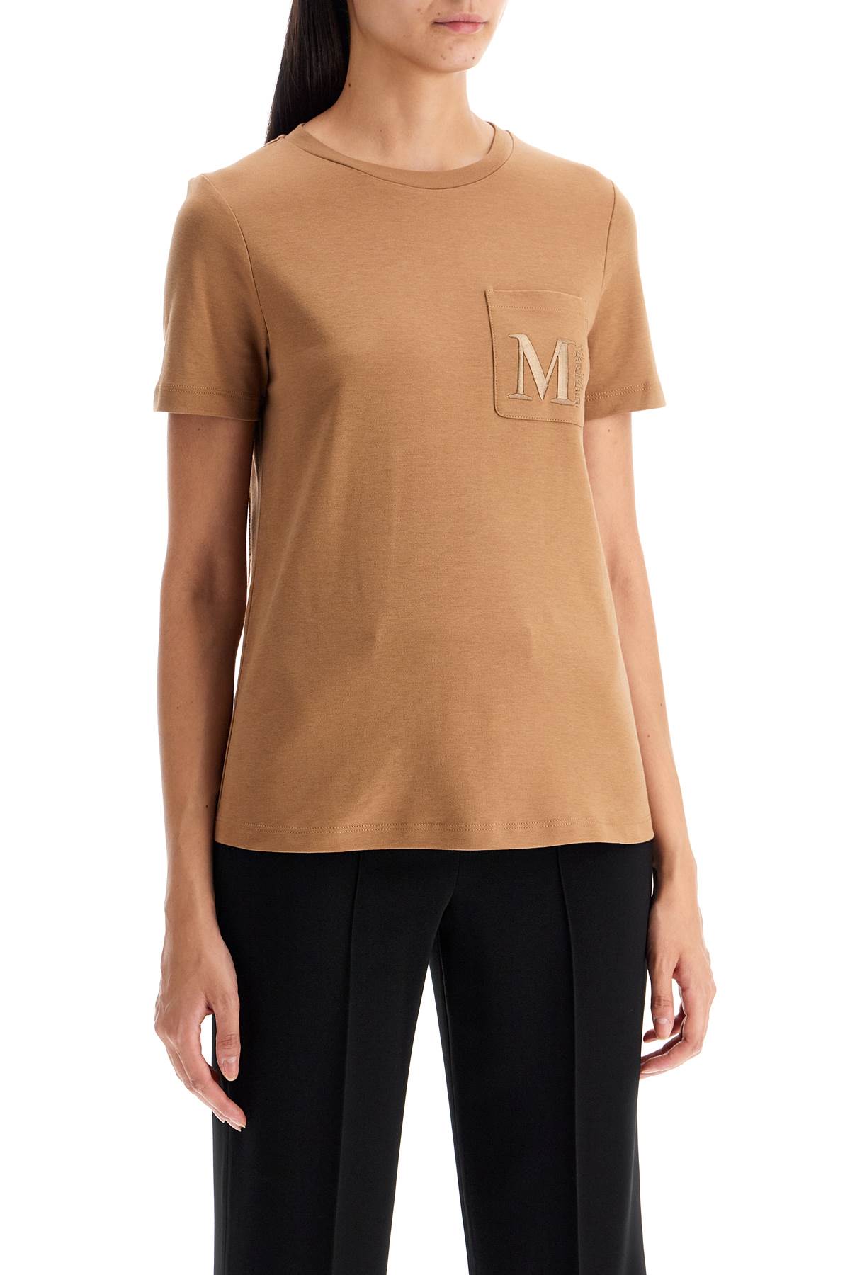 Shop 's Max Mara 'madera' Embroidered Pocket T-shirt In Brown