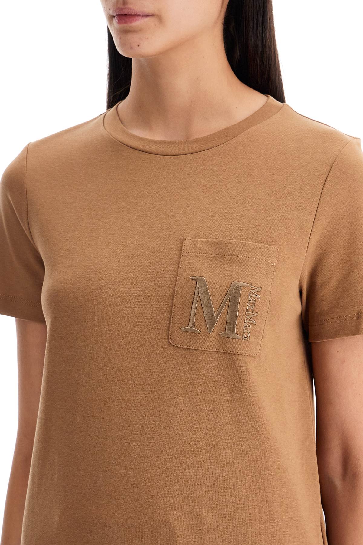 Shop 's Max Mara 'madera' Embroidered Pocket T-shirt In Brown