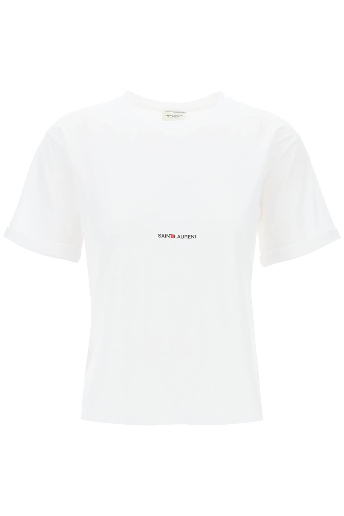 Shop Saint Laurent Logo Print T-shirt In White