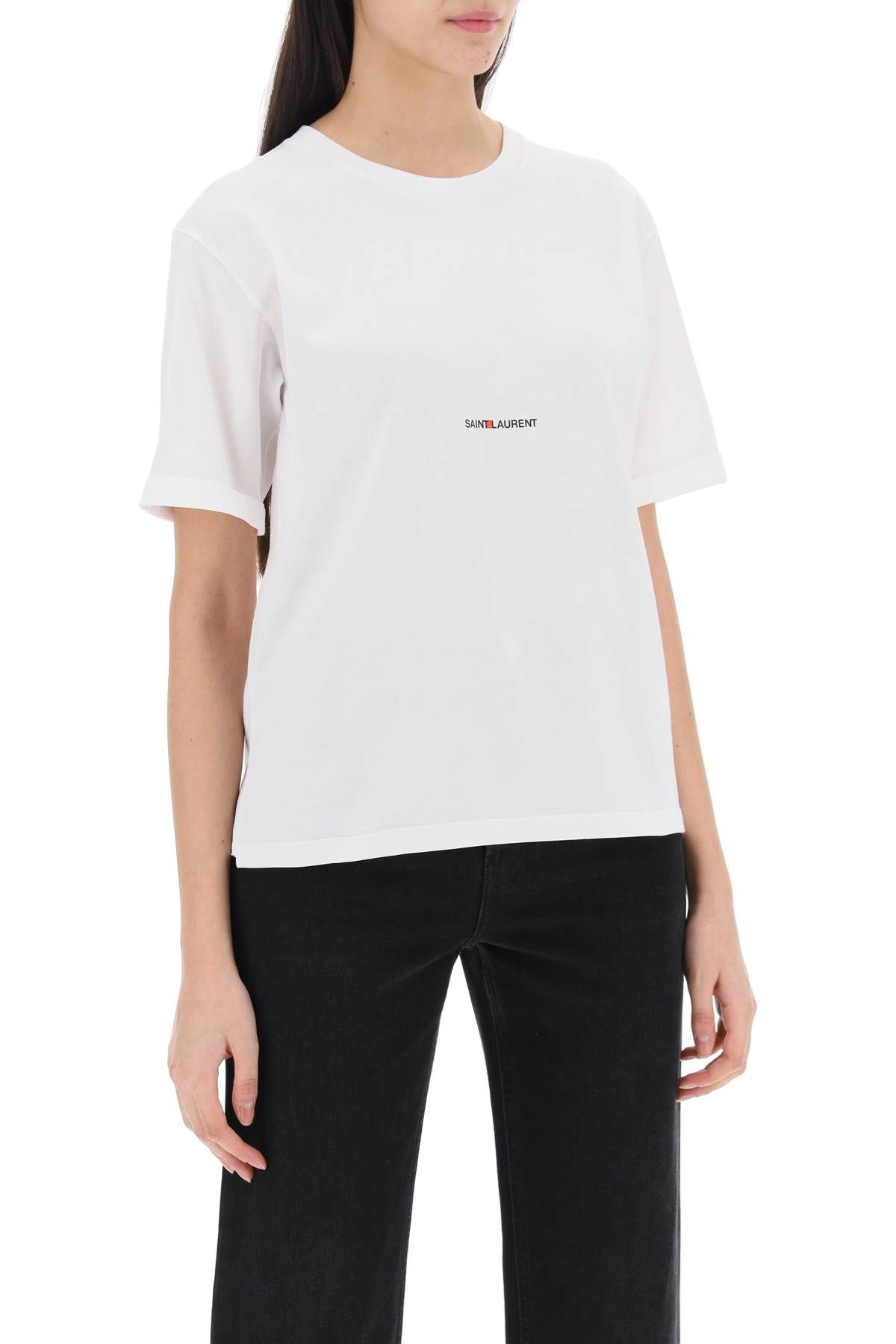 Shop Saint Laurent Logo Print T-shirt In White