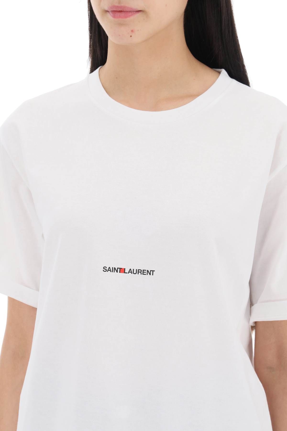 Shop Saint Laurent Logo Print T-shirt In White