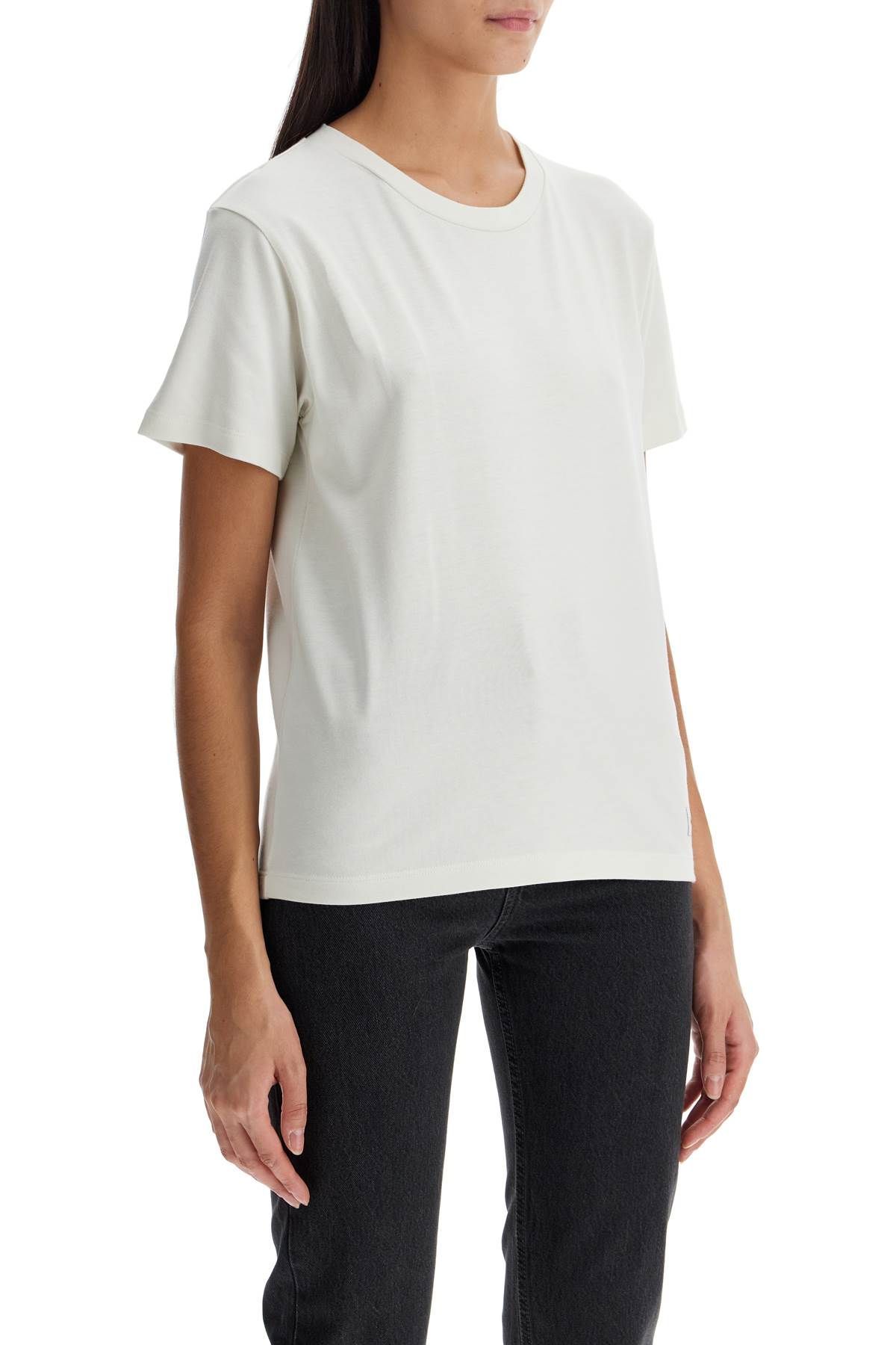 Shop Saint Laurent Crewneck Cotton And Modal T-shirt In White